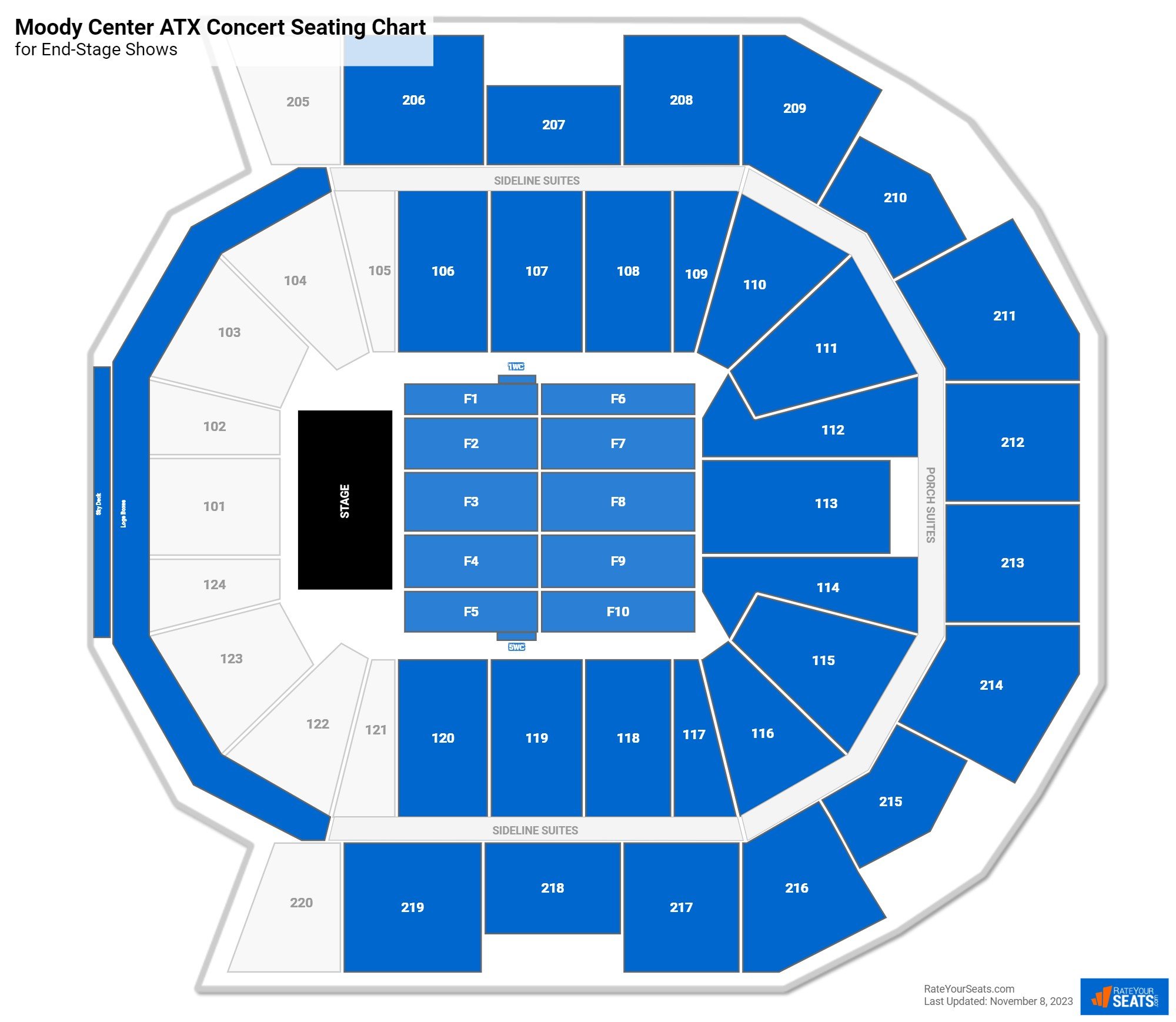 Moody Center Interactive Seating Chart