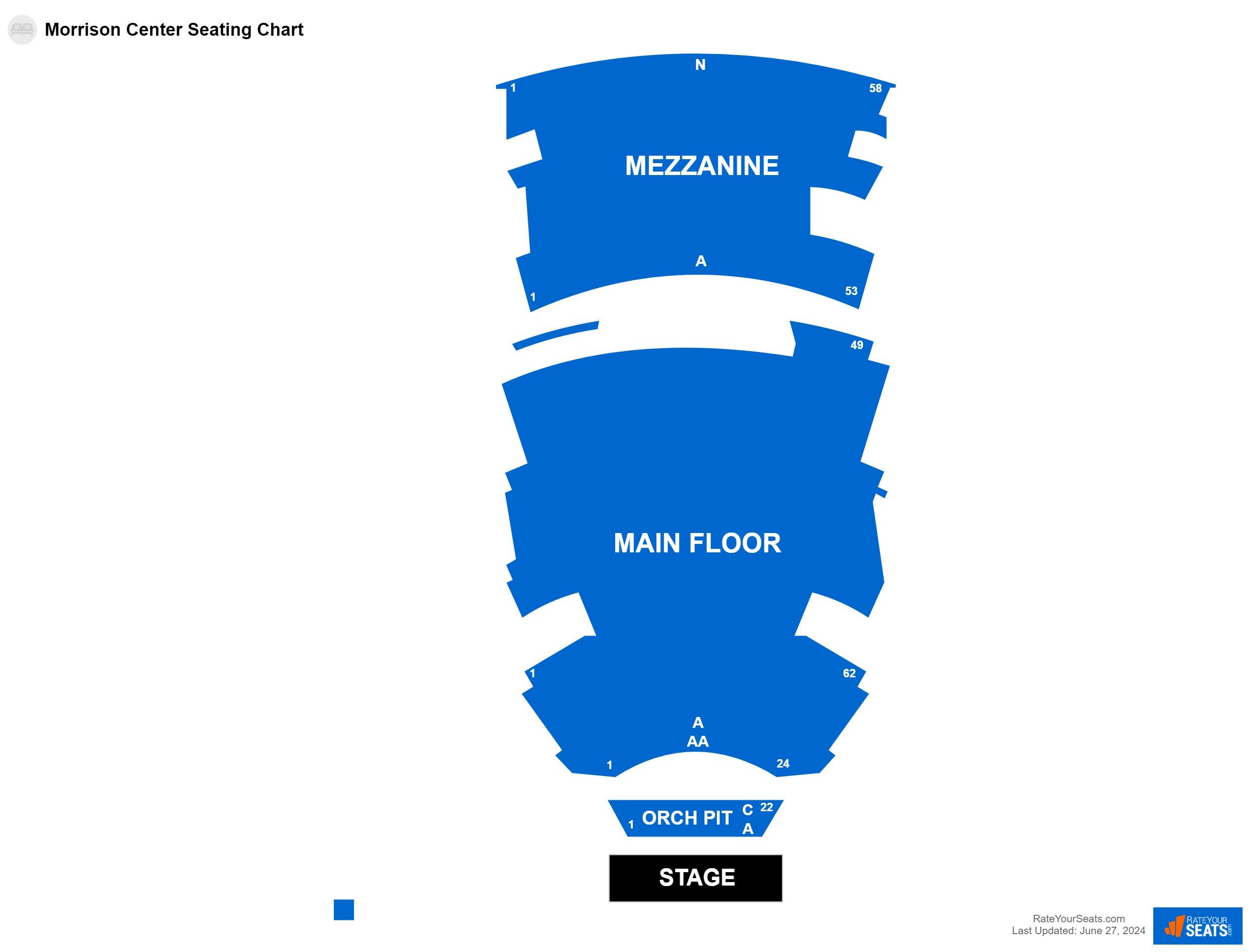 Comedy seating chart at Morrison Center