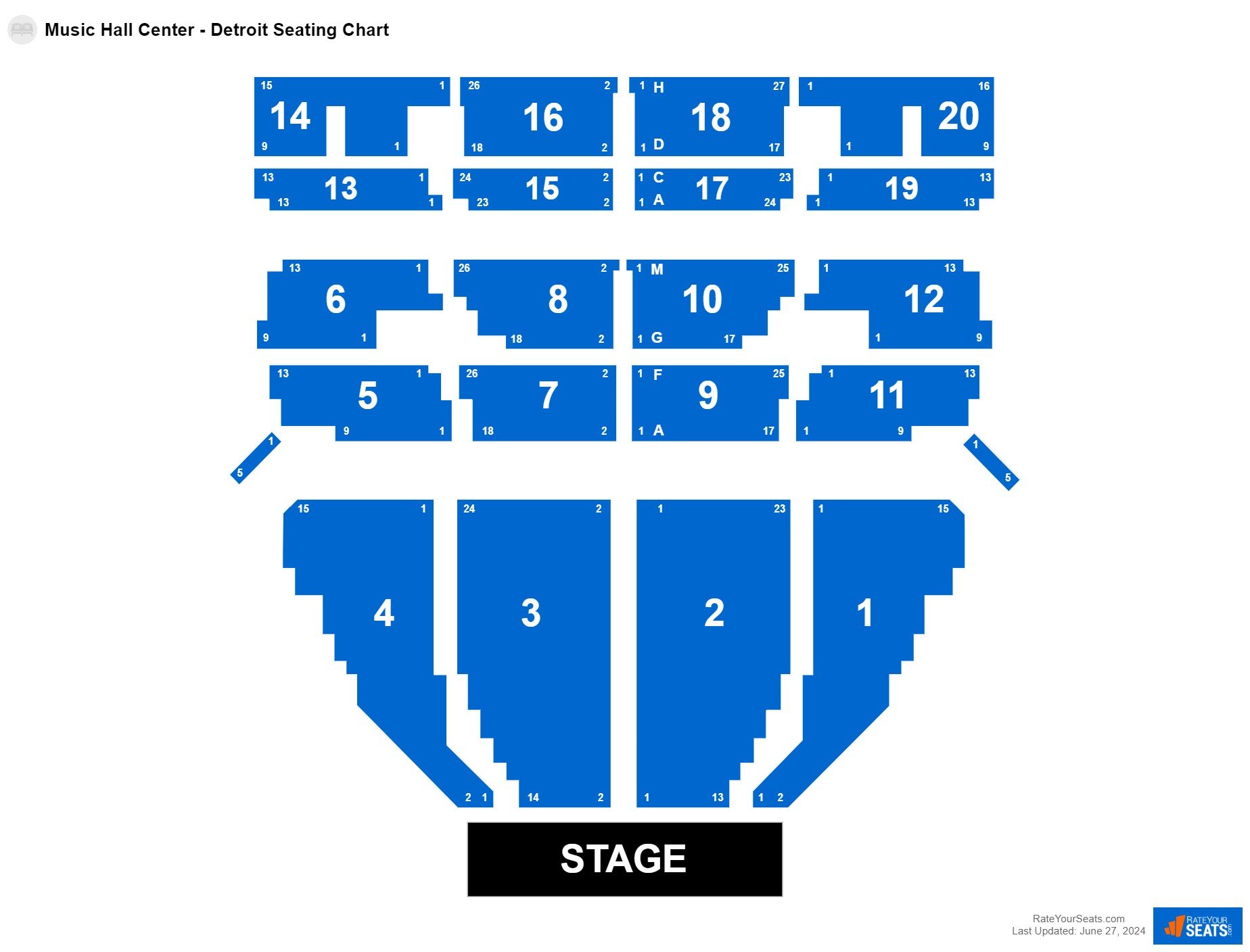 Concert seating chart at Music Hall Center - Detroit