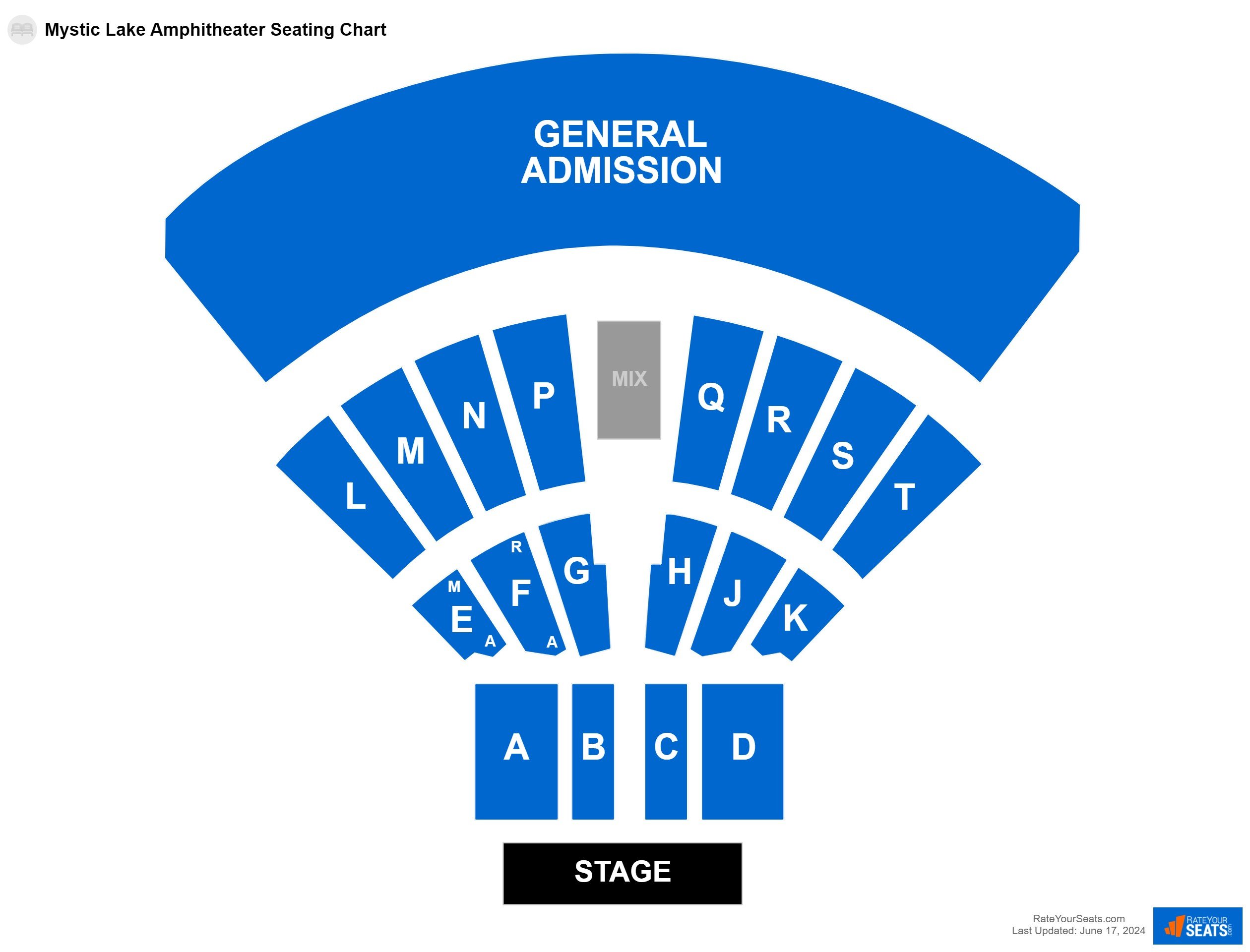 Concert seating chart at Mystic Lake Amphitheater