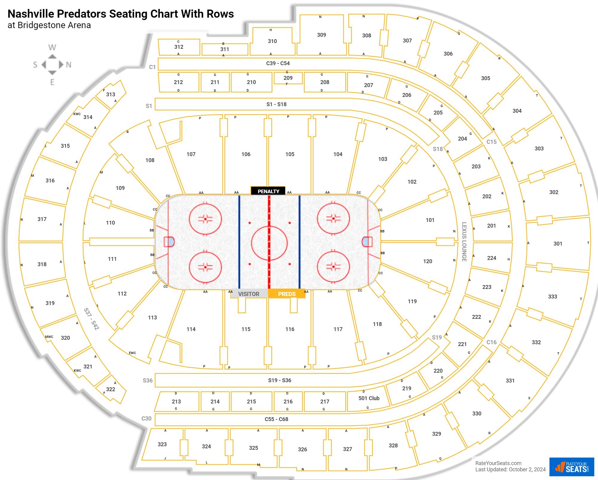 Bridgestone Arena, section 213, home of Nashville Predators, page 1