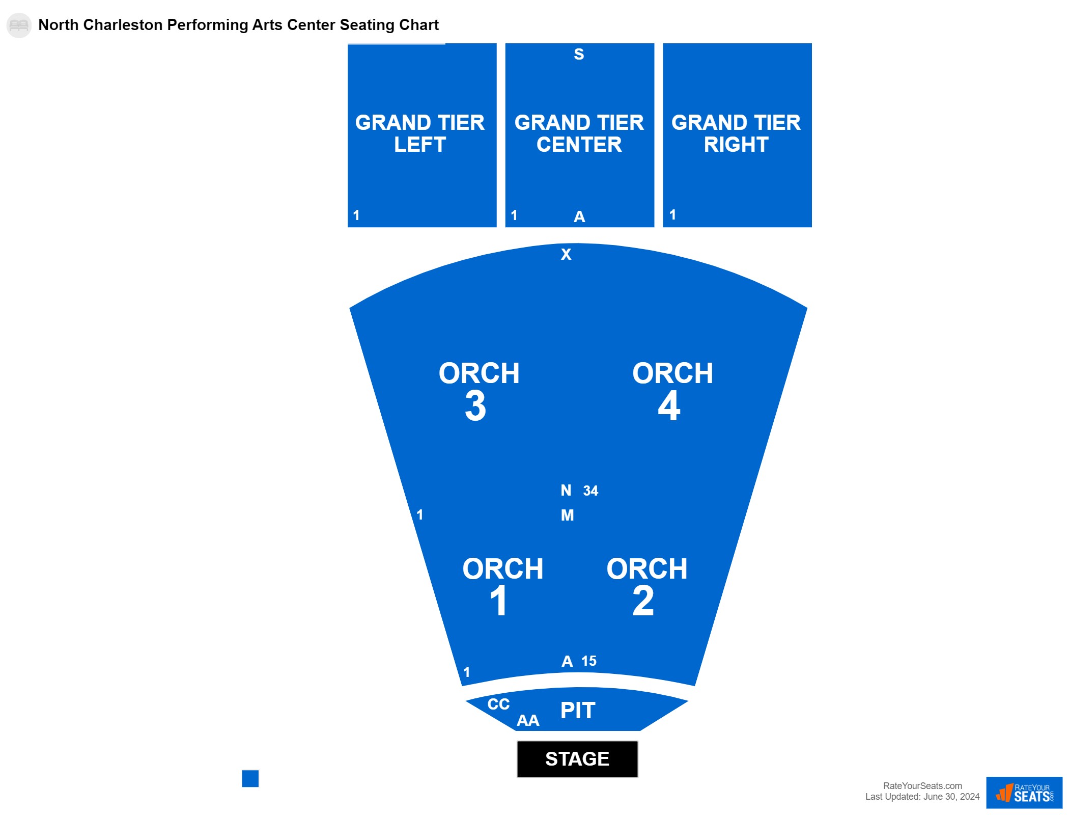 Comedy seating chart at North Charleston Performing Arts Center