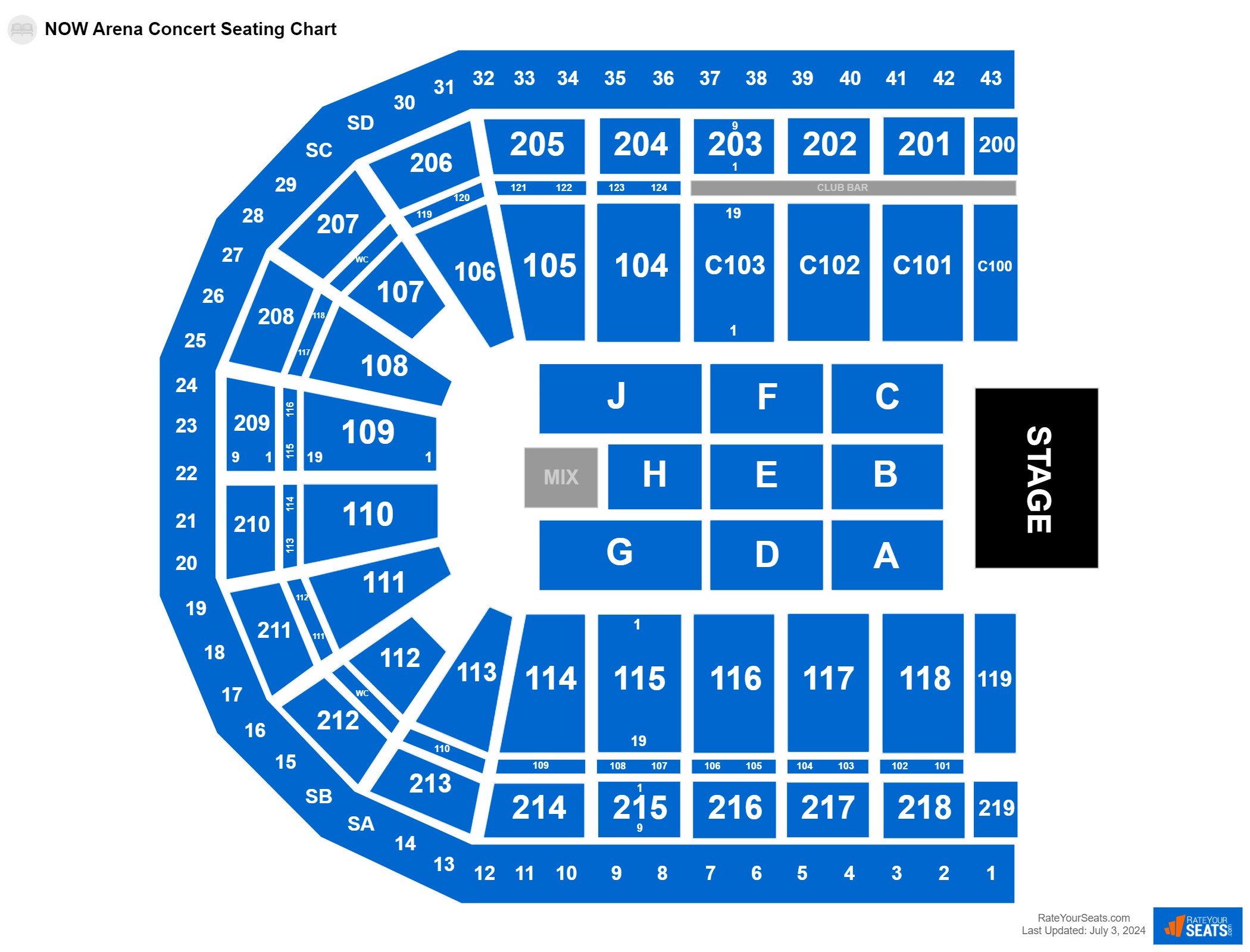 Concert seating chart at NOW Arena