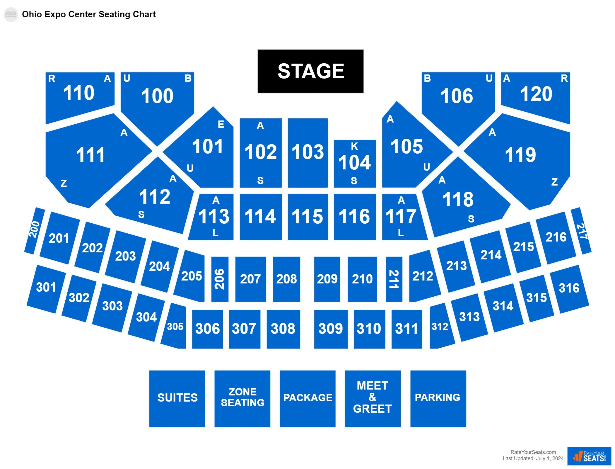 Comedy seating chart at Ohio Expo Center