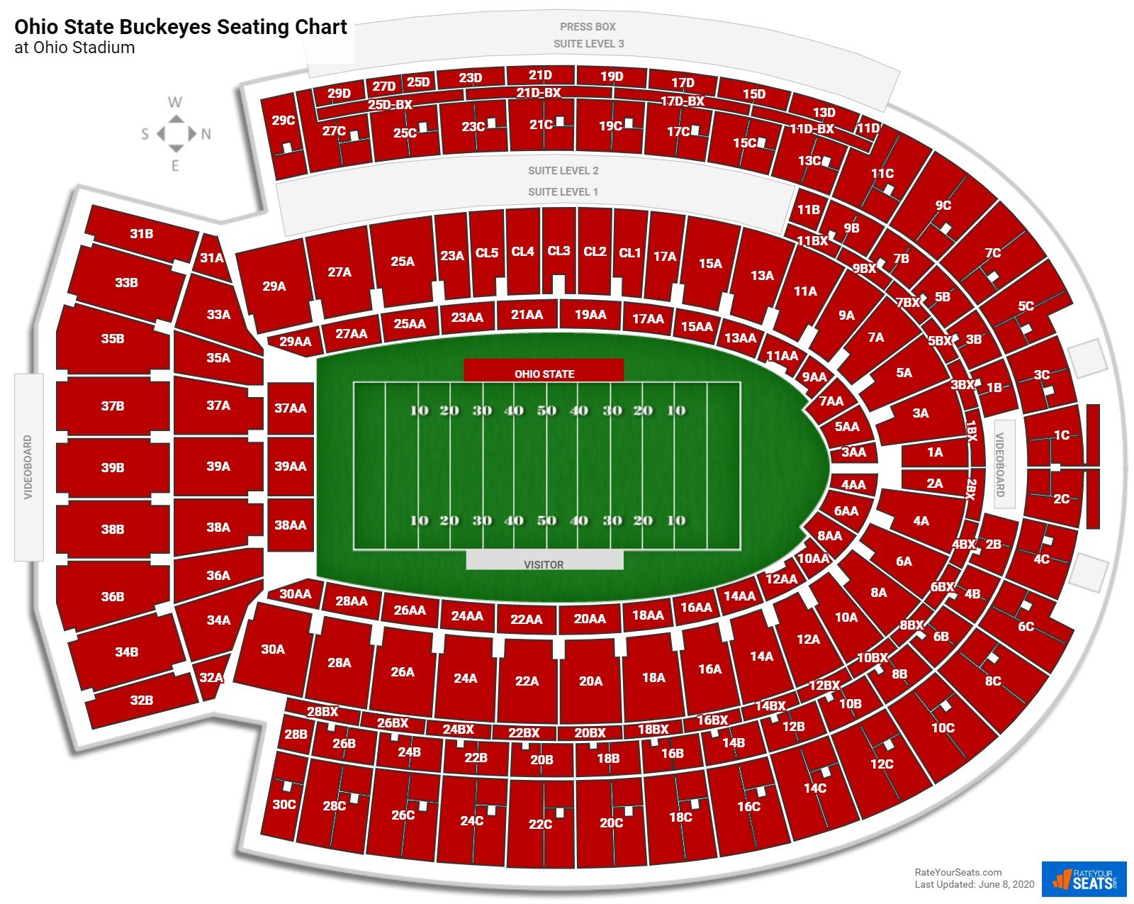 Ohio State Buckeyes Seating Chart At Ohio Stadium 