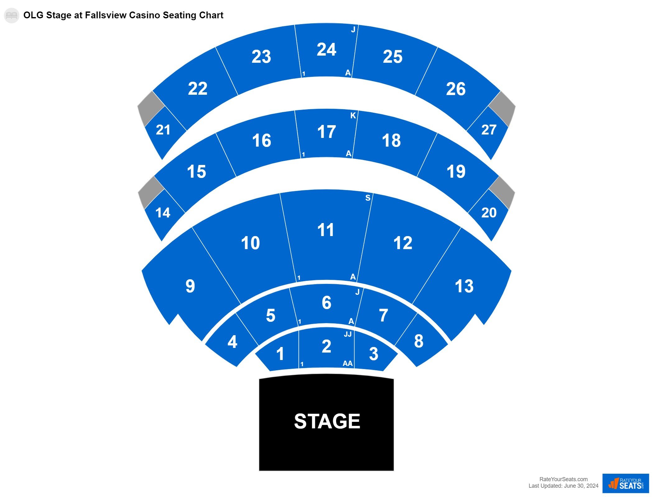 Comedy seating chart at OLG Stage at Fallsview Casino