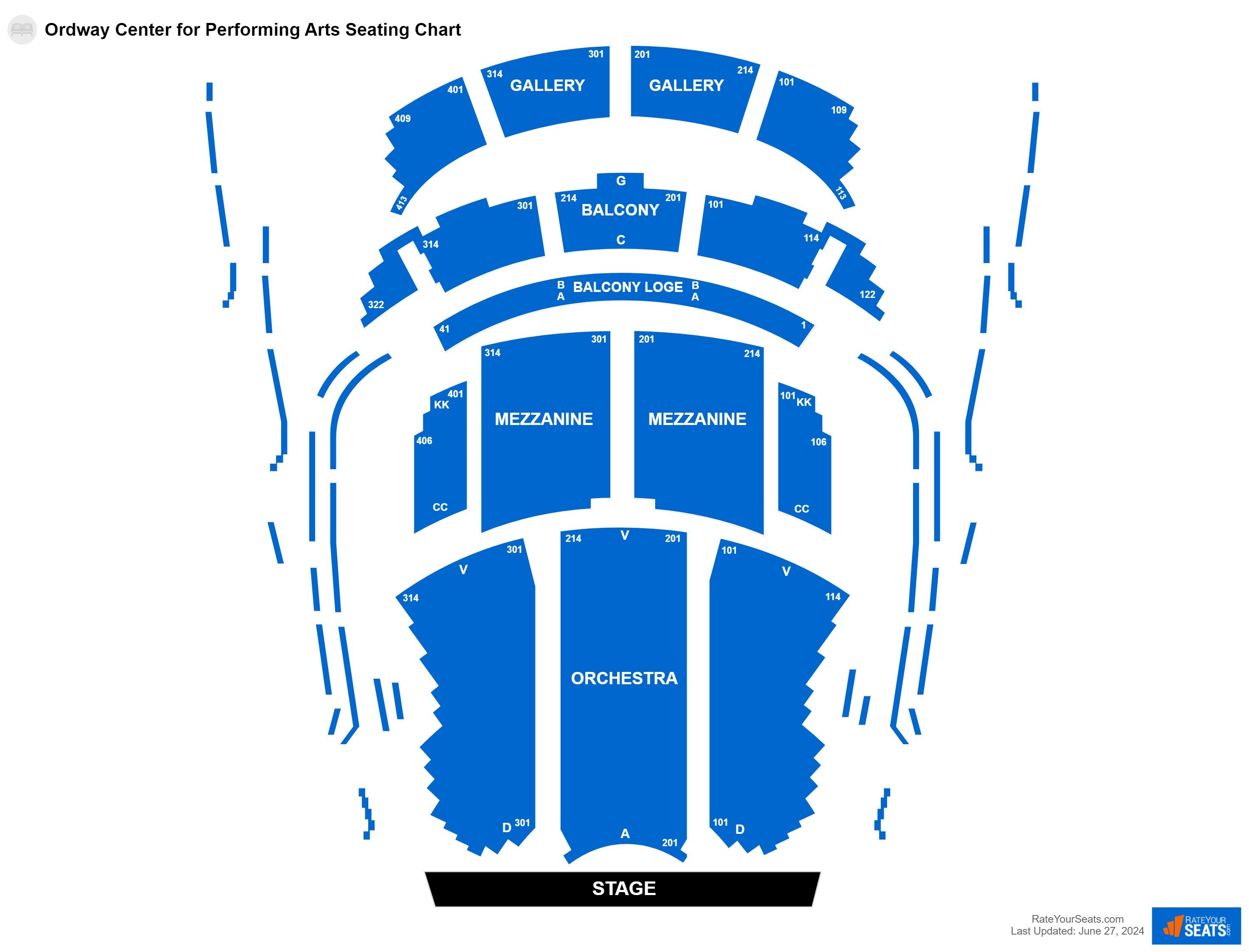 Concert seating chart at Ordway Center for Performing Arts