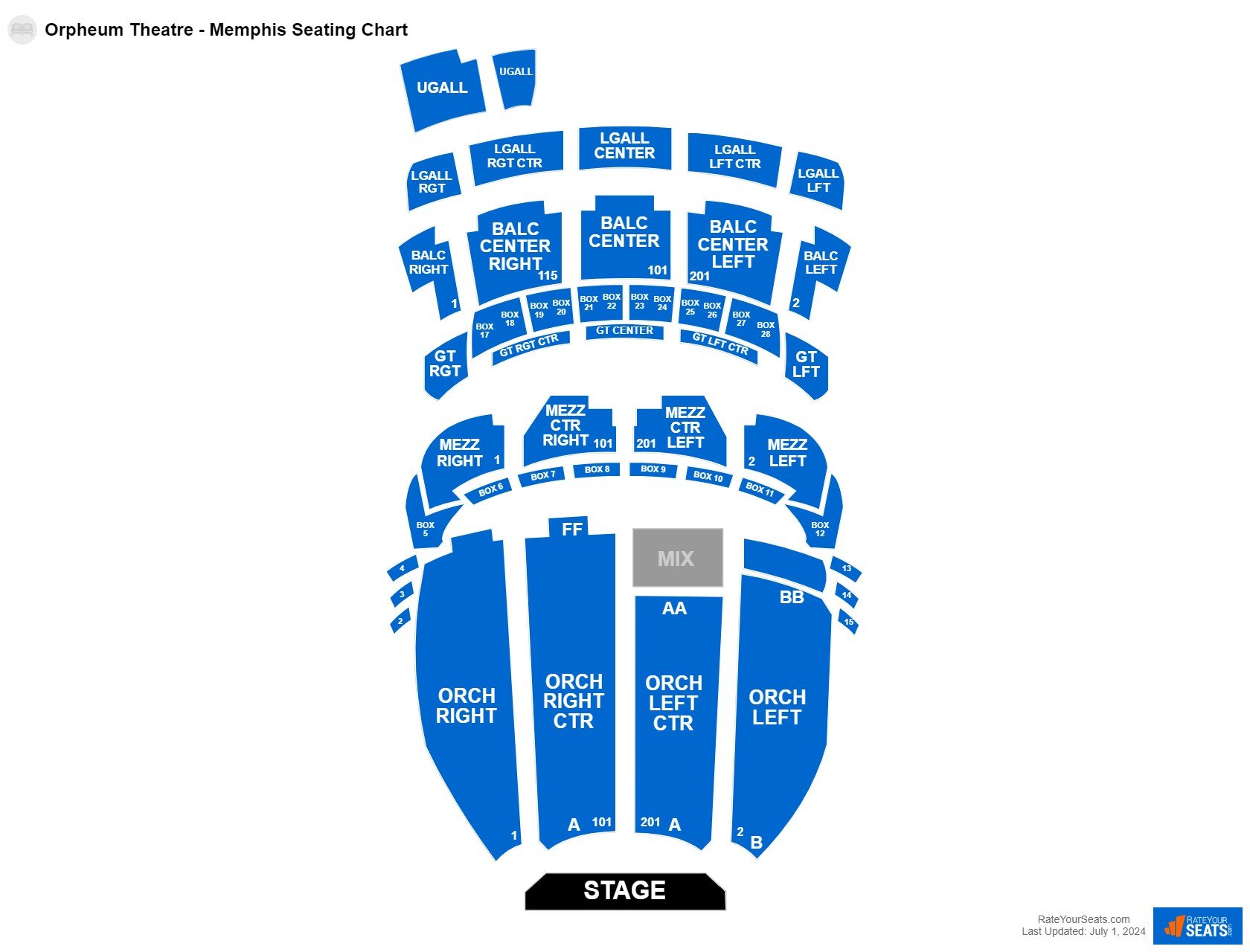 Comedy seating chart at Orpheum Theatre - Memphis