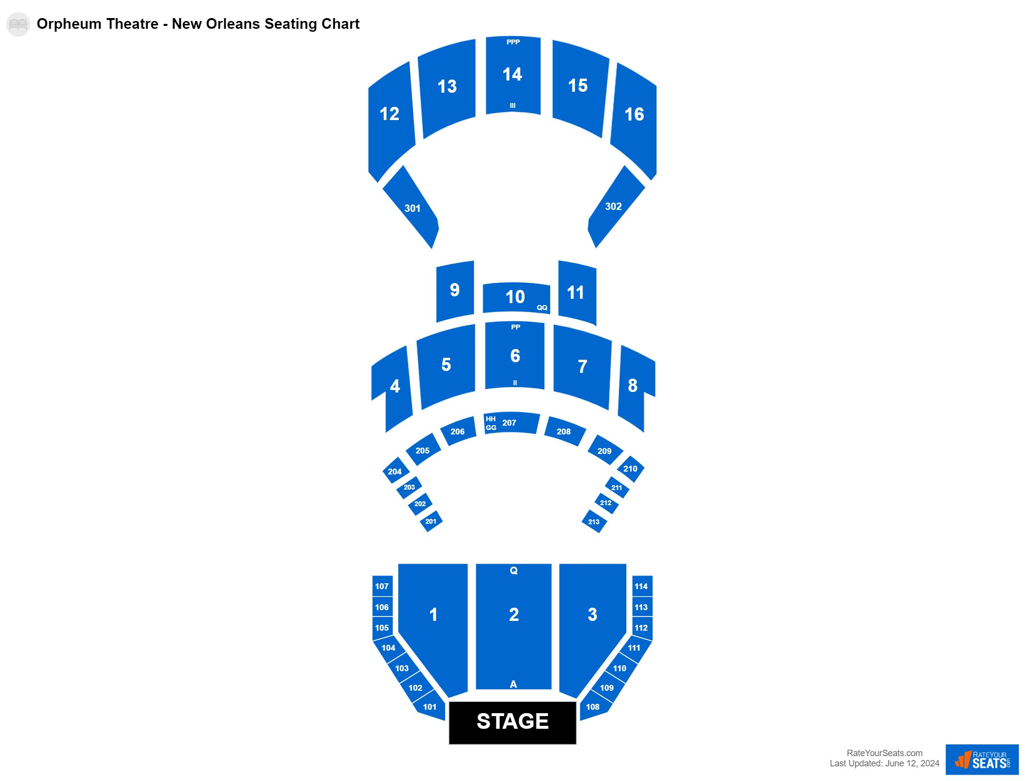 Comedy seating chart at Orpheum Theatre - New Orleans