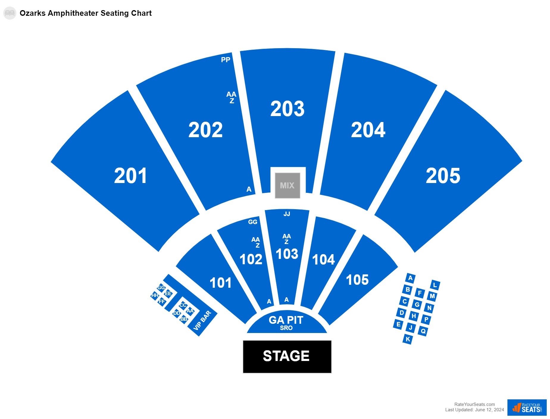 Concert seating chart at Ozarks Amphitheater