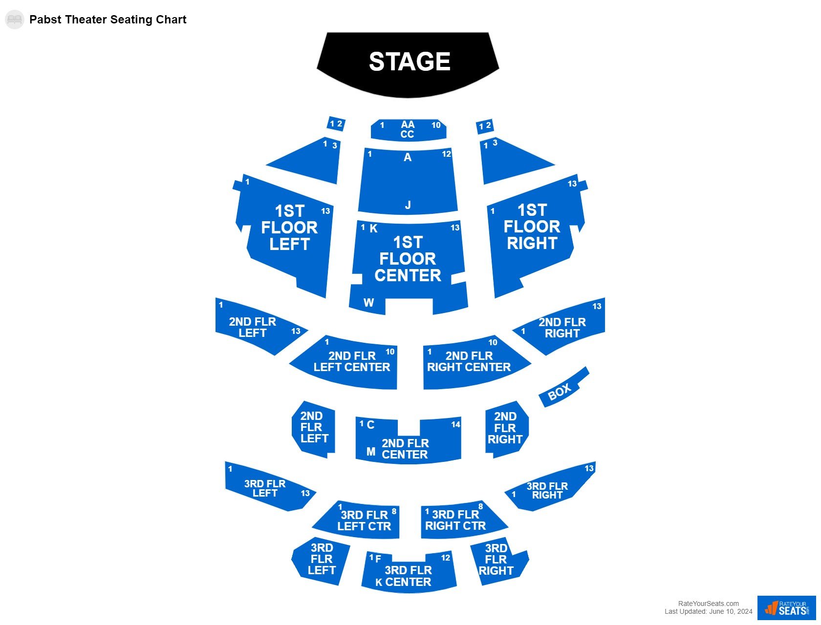 Comedy seating chart at Pabst Theater