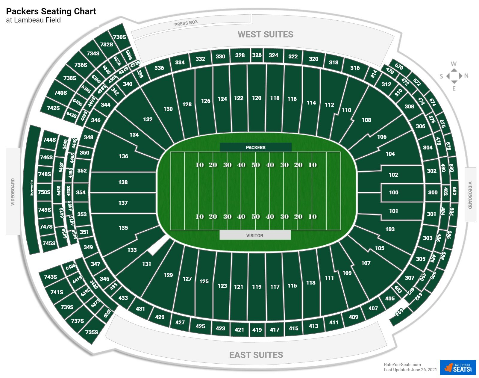 Packers Seating Chart At Lambeau Field 