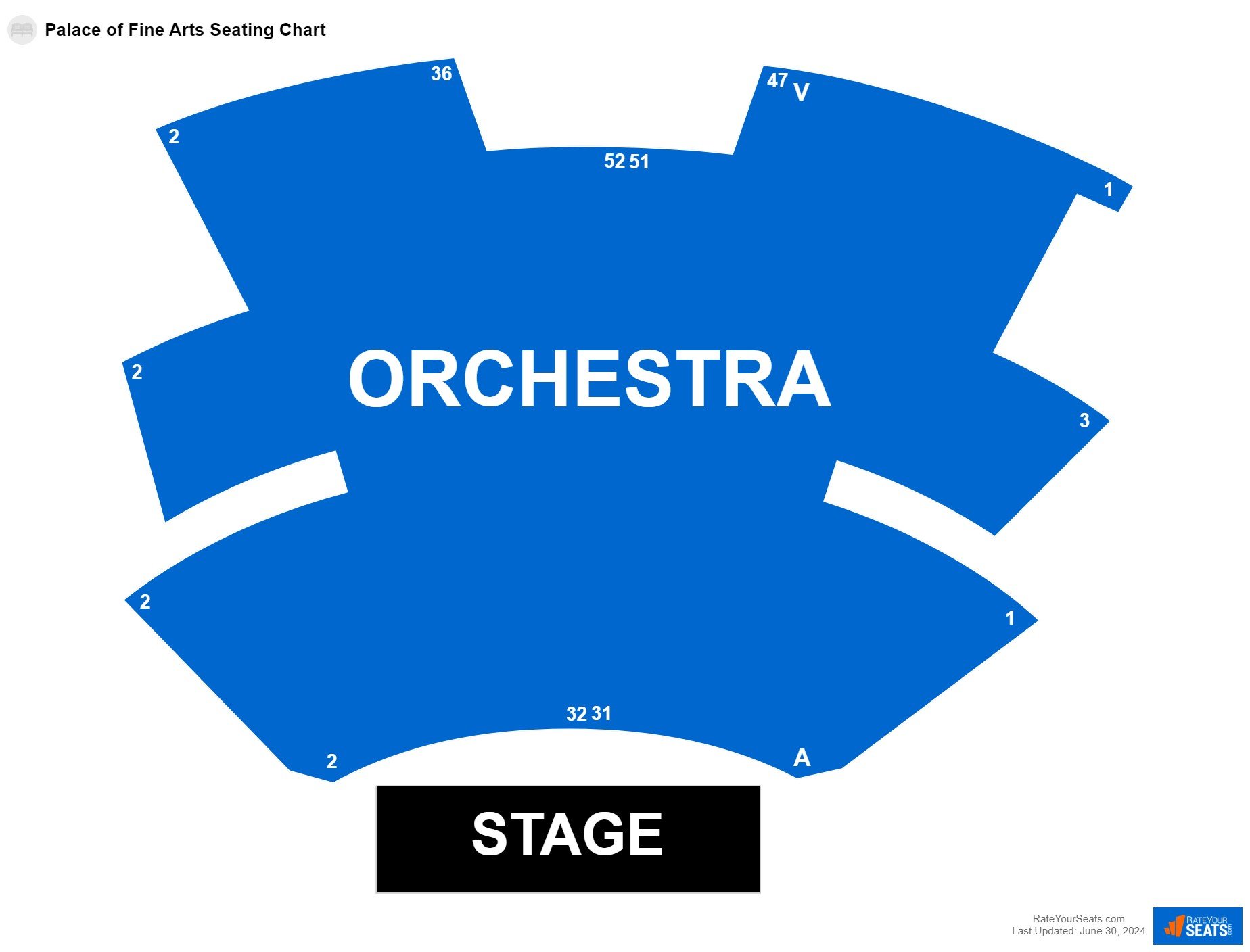 Comedy seating chart at Palace of Fine Arts