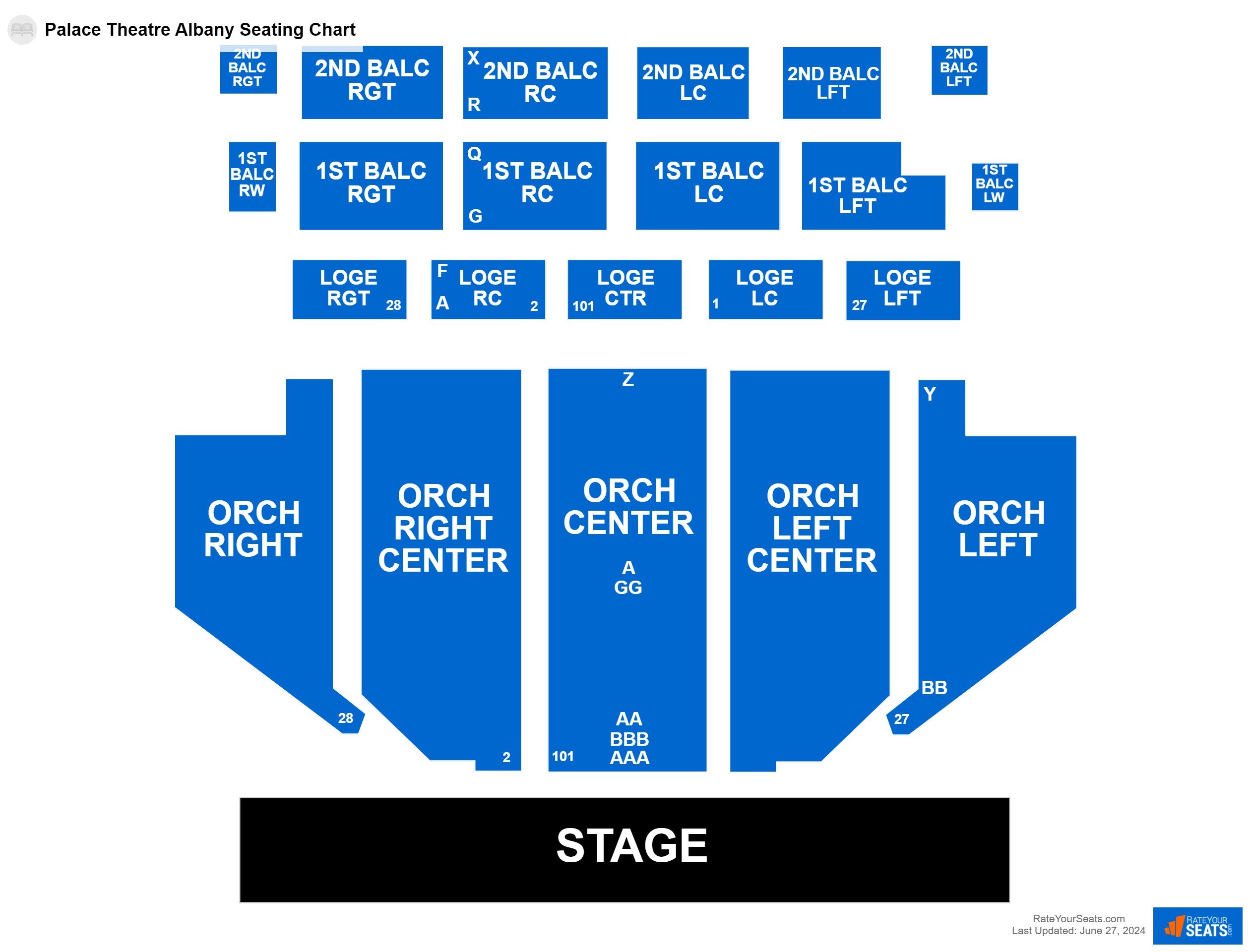 Comedy seating chart at Palace Theatre Albany