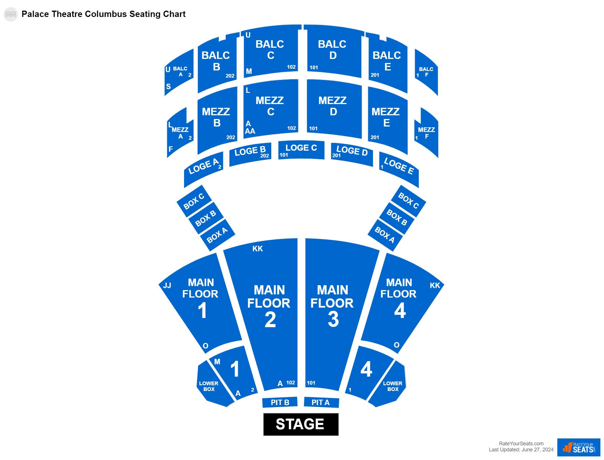 Comedy seating chart at Palace Theatre Columbus