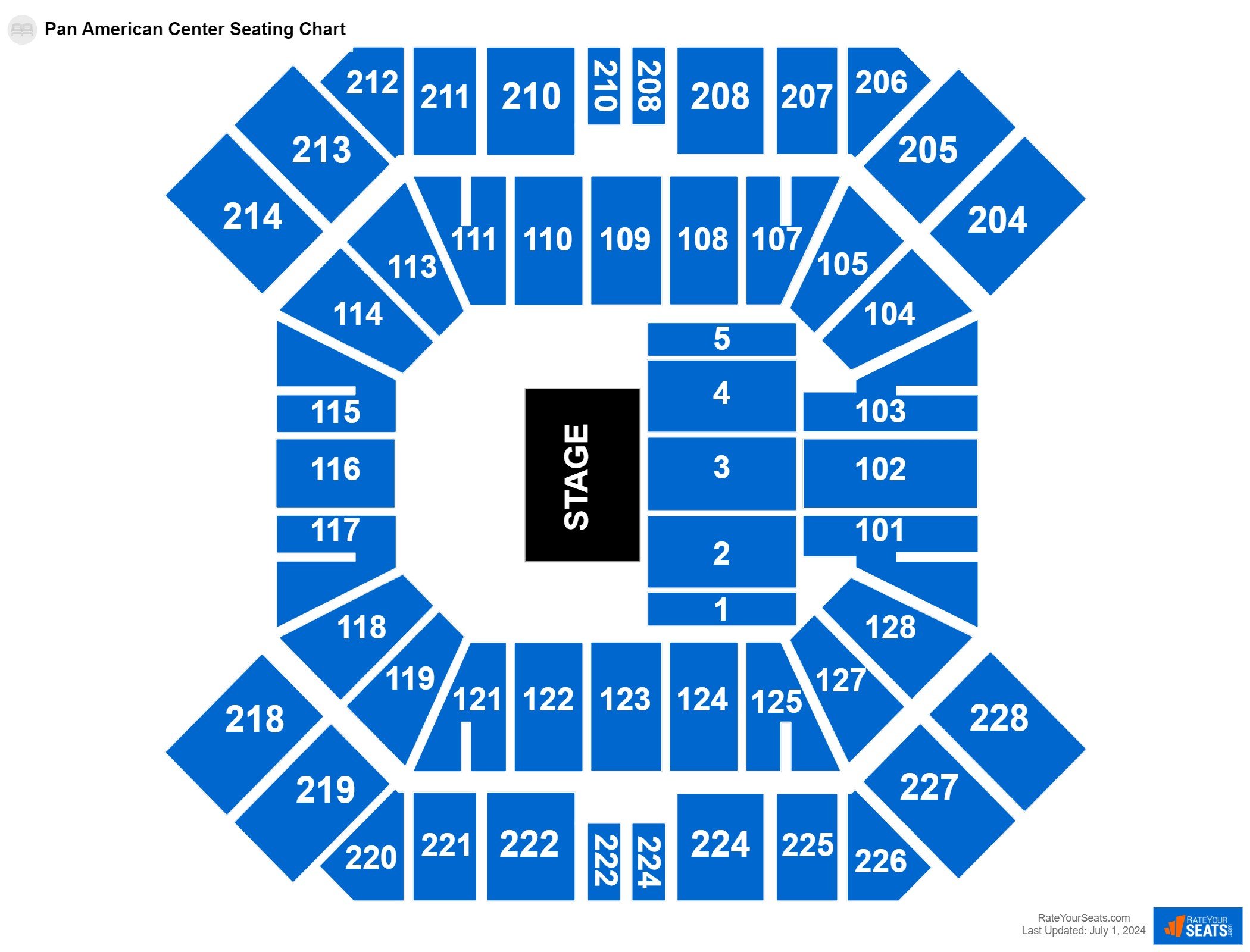 Concert seating chart at Pan American Center