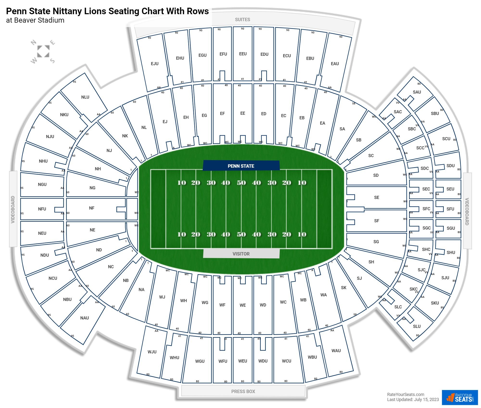 Beaver Stadium Seating Chart With Seat Numbers Awesome Home