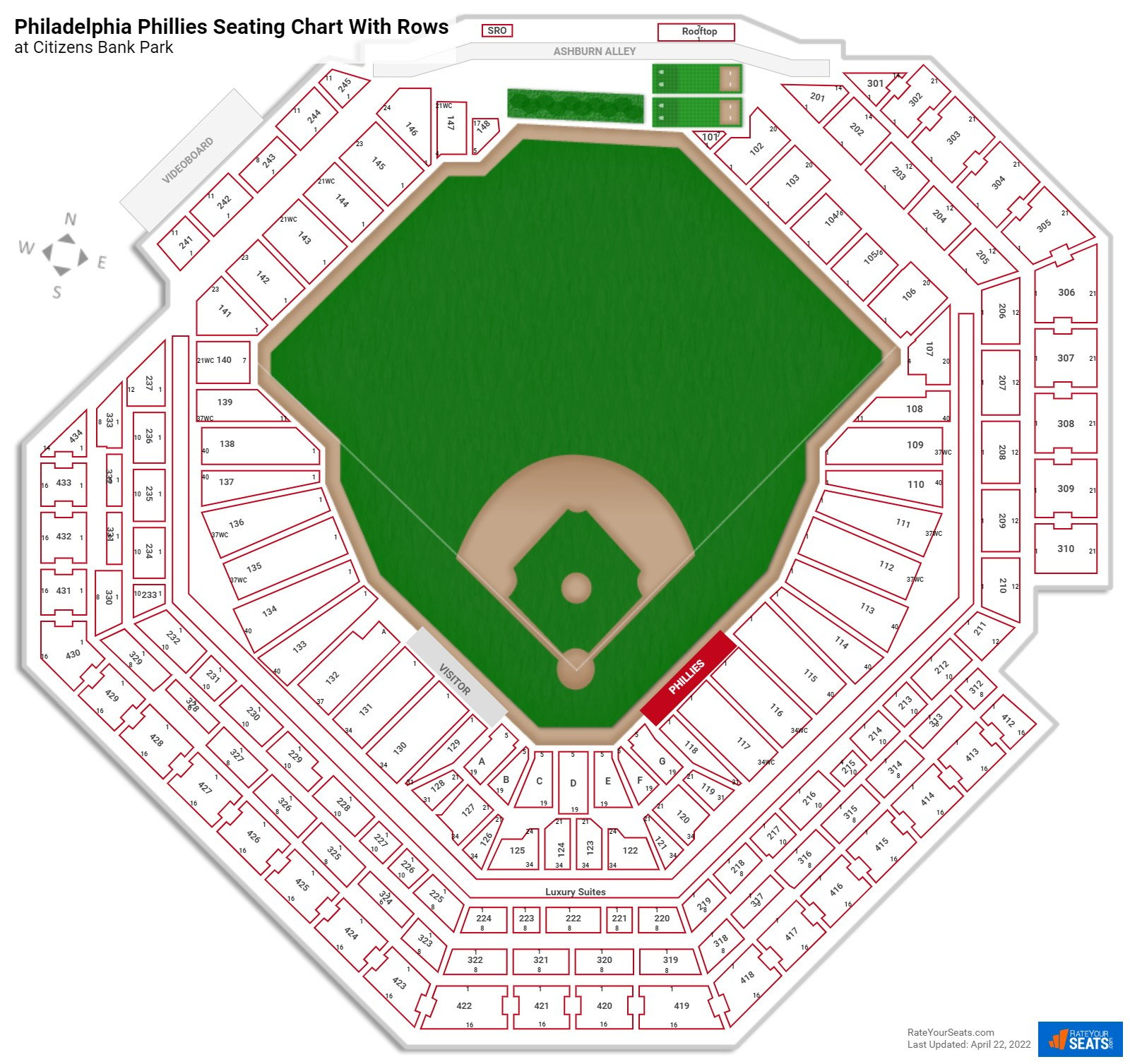 Philadelphia Phillies Seating Chart With Rows At Citizens Bank Park 