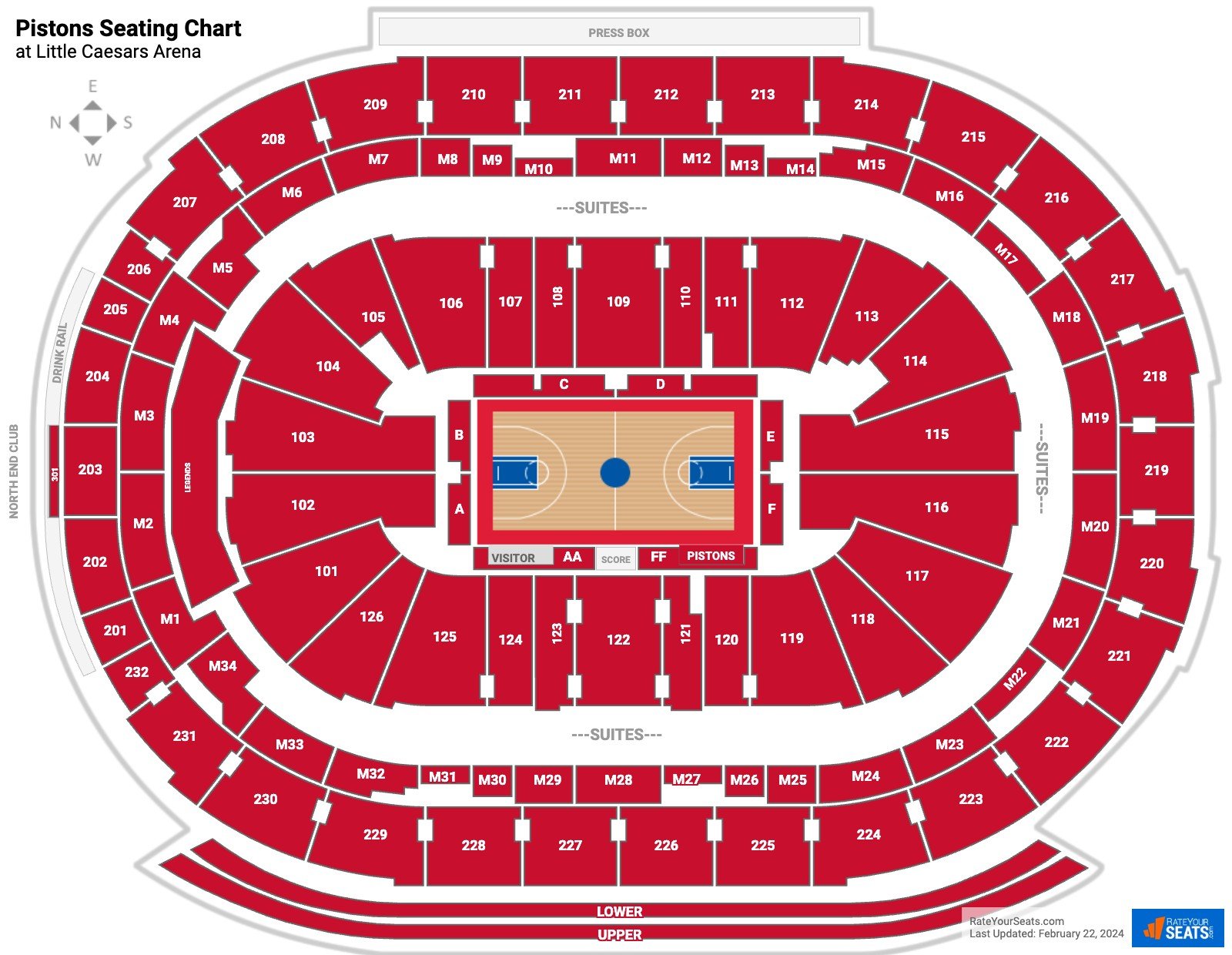 Little Caesars Arena Seating Chart Pistons Matttroy
