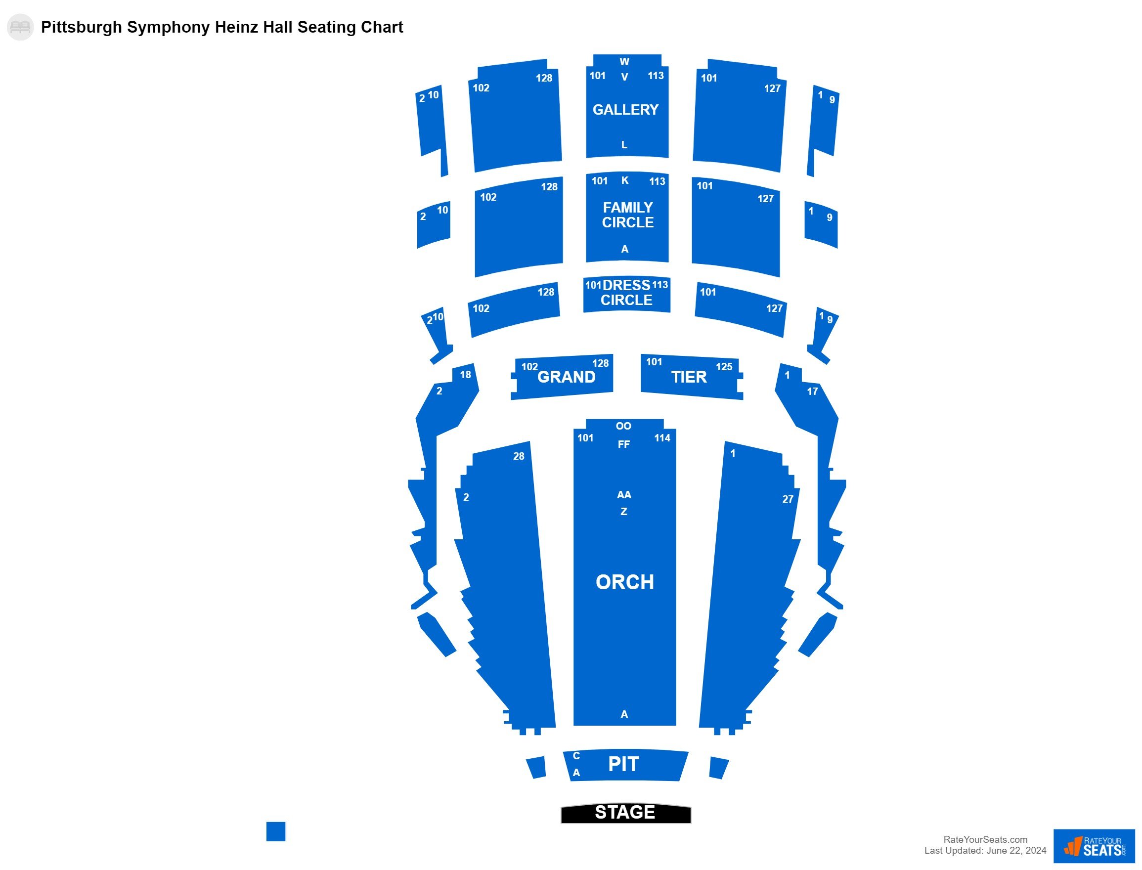 Comedy seating chart at Pittsburgh Symphony Heinz Hall