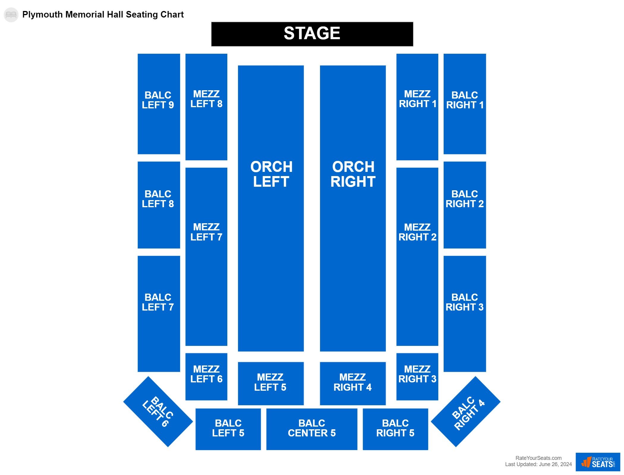 Concert seating chart at Plymouth Memorial Hall