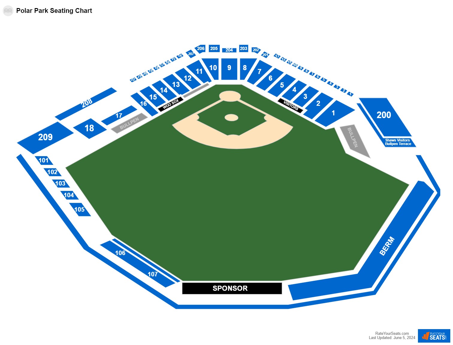 Baseball seating chart at Polar Park