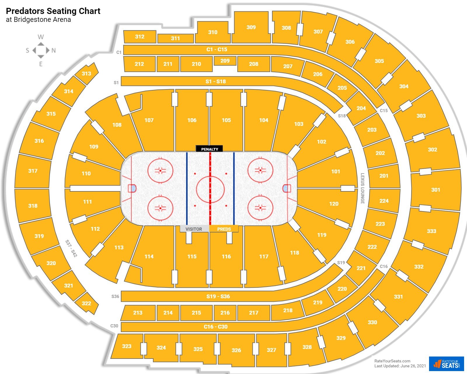 Predators Seating Chart At Bridgestone Arena 