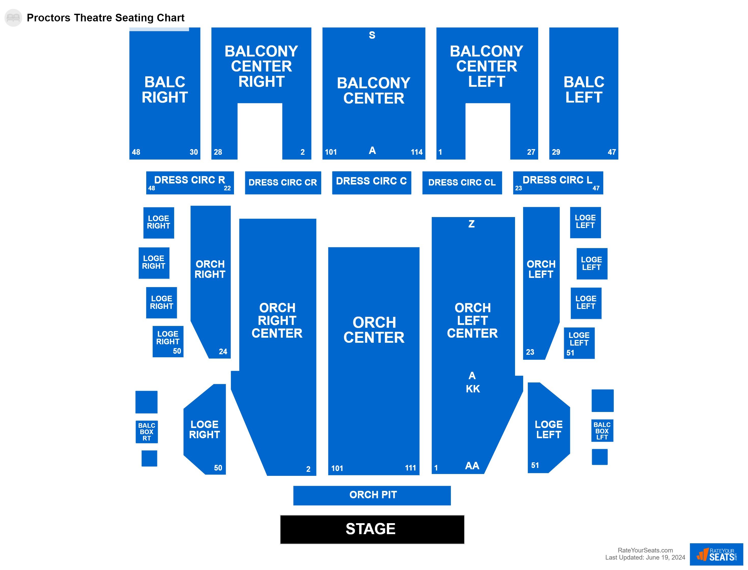 Comedy seating chart at Proctors Theatre