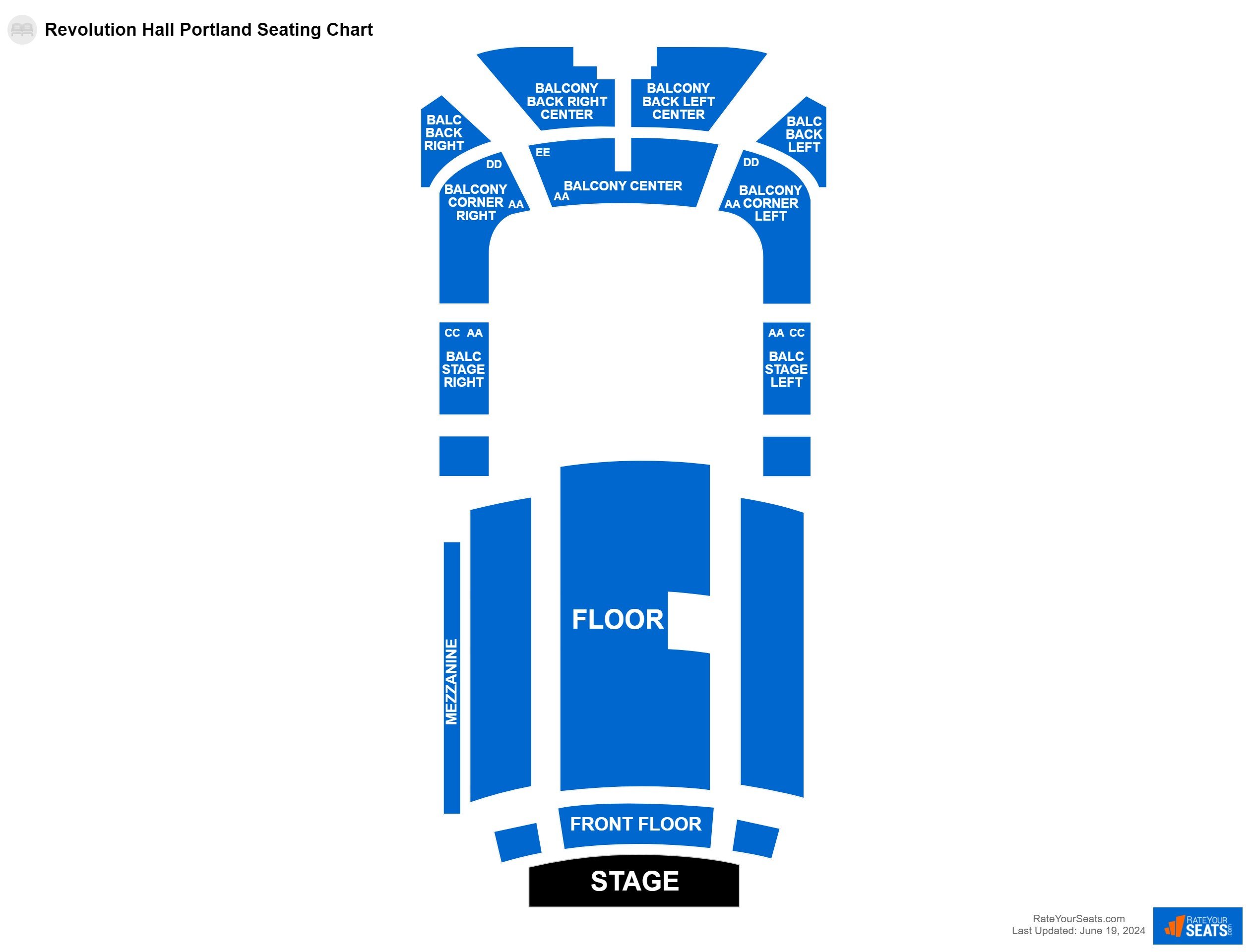 Comedy seating chart at Revolution Hall Portland