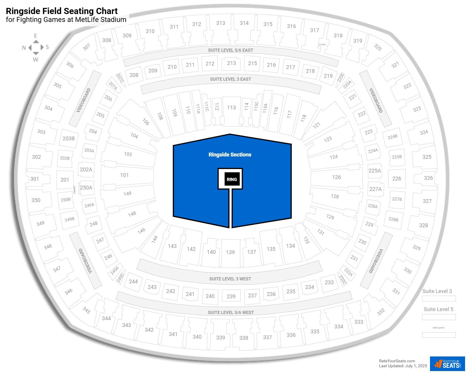 click to enlarge Fighting Ringside Field Seating Chart at MetLife Stadium