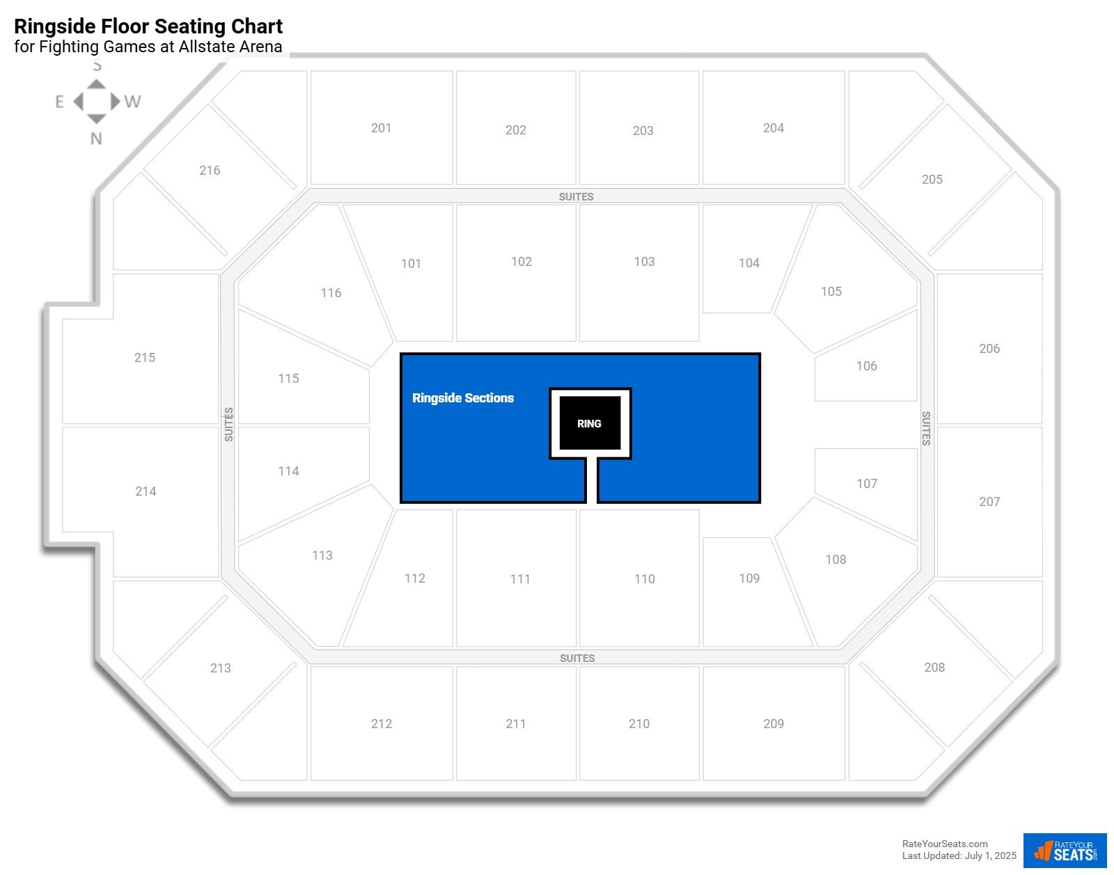 click to enlarge Fighting Ringside Floor Seating Chart at Allstate Arena