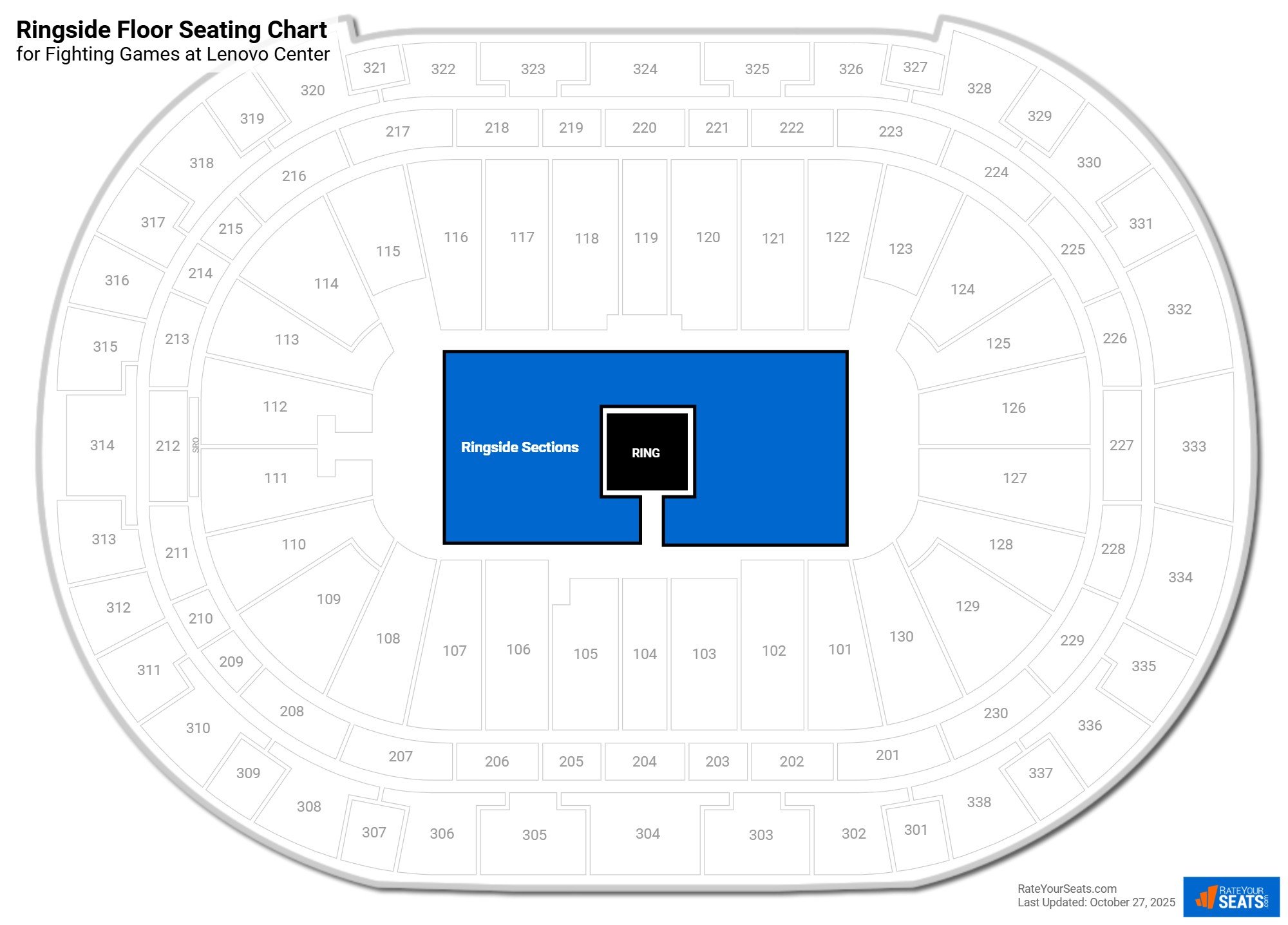 click to enlarge Fighting Ringside Floor Seating Chart at Lenovo Center