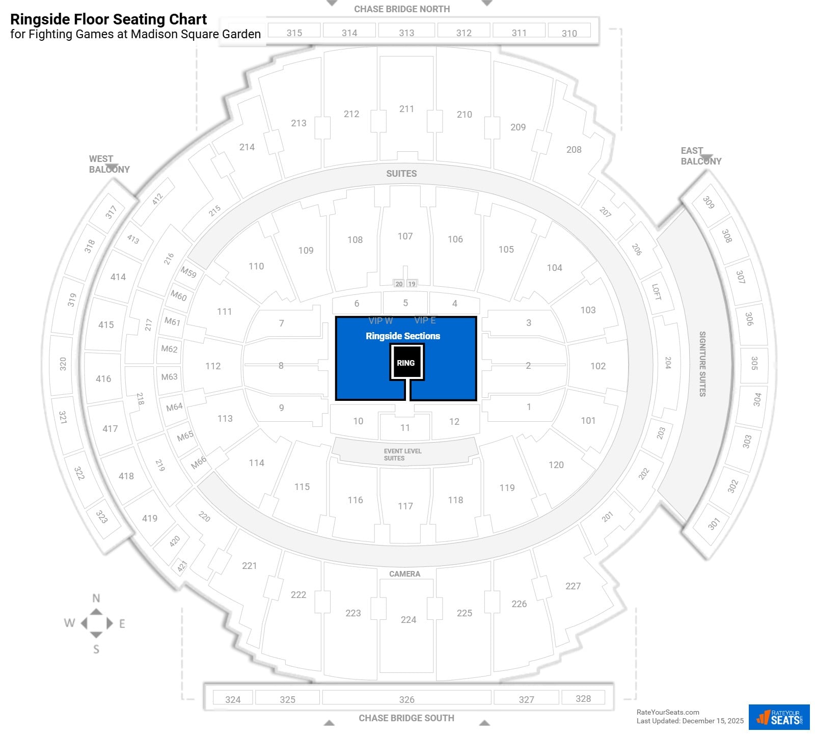 click to enlarge Fighting Ringside Floor Seating Chart at Madison Square Garden