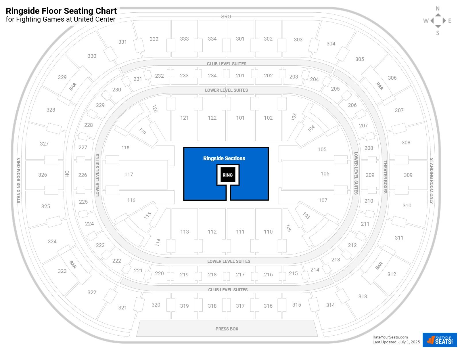 click to enlarge Fighting Ringside Floor Seating Chart at United Center