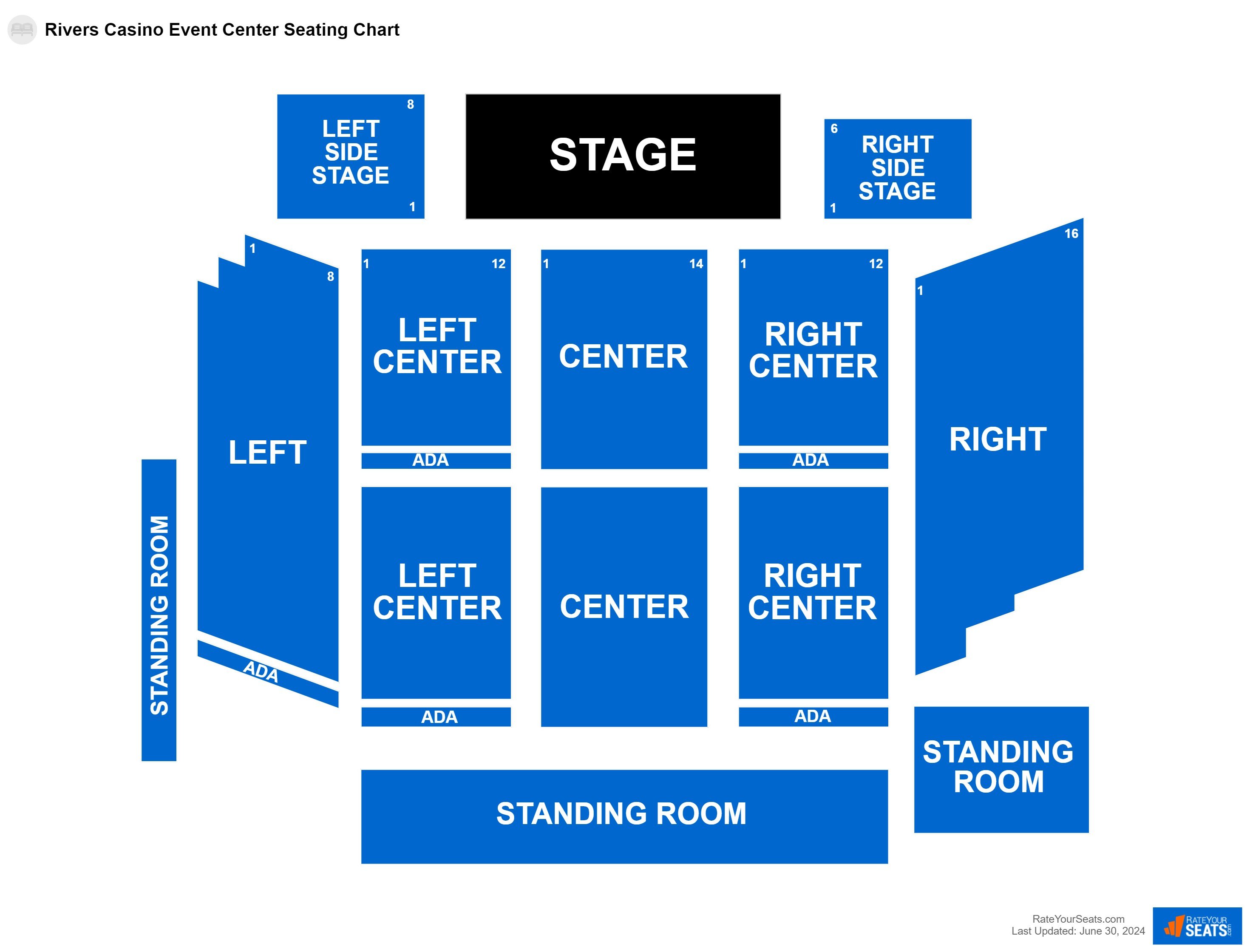 Comedy seating chart at Rivers Casino Event Center