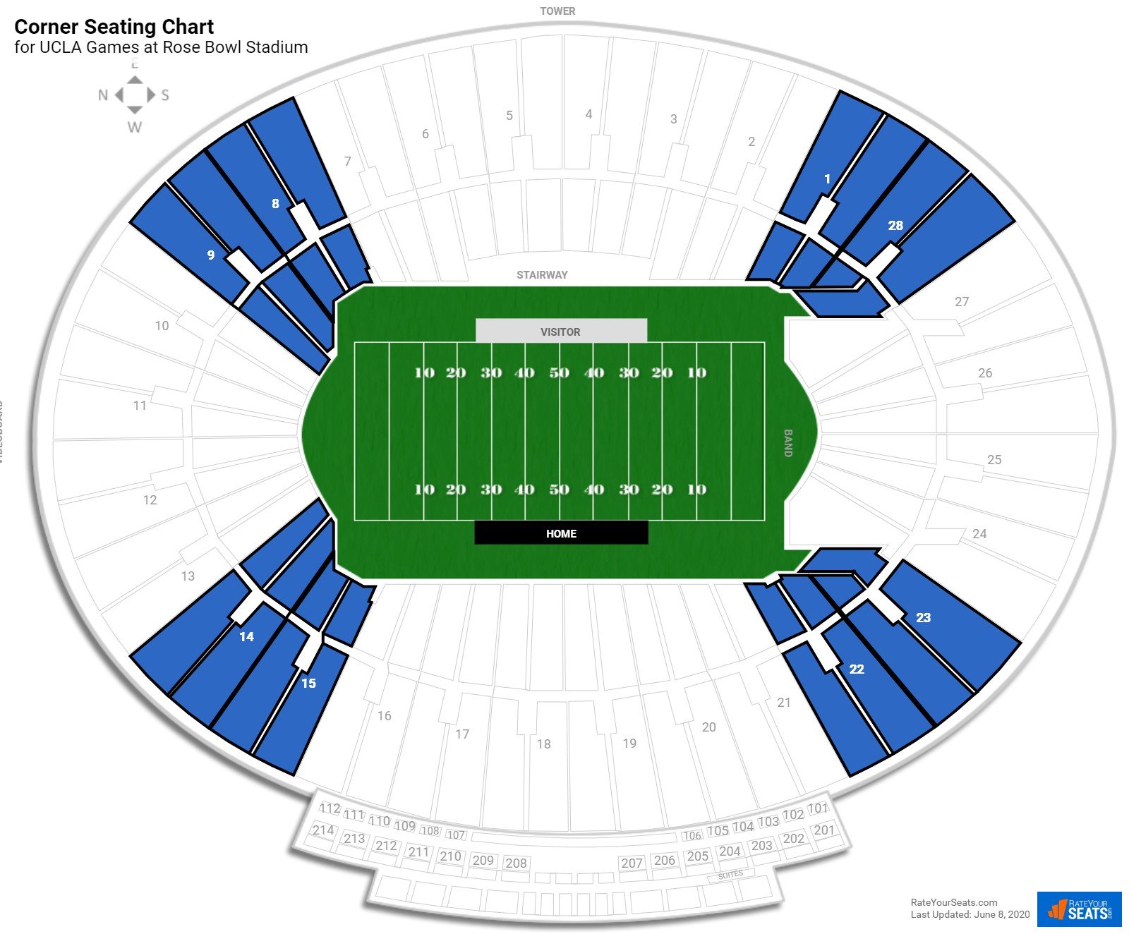 Corner - Rose Bowl Stadium Football Seating - RateYourSeats.com