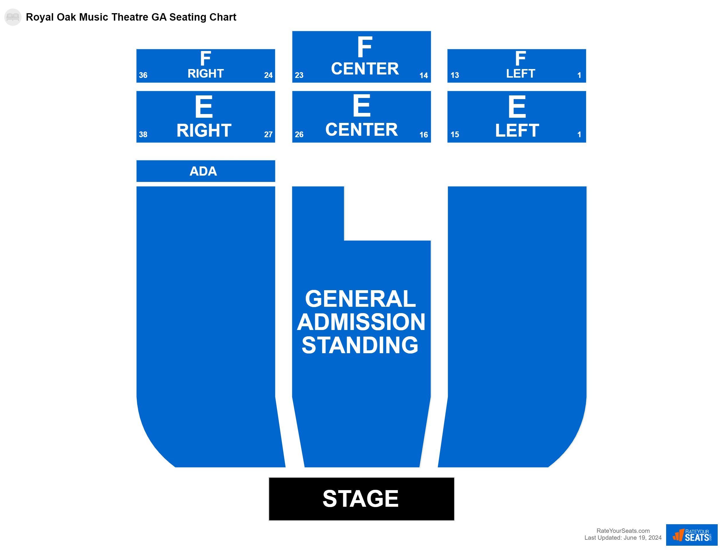 Concert seating chart at Royal Oak Music Theatre