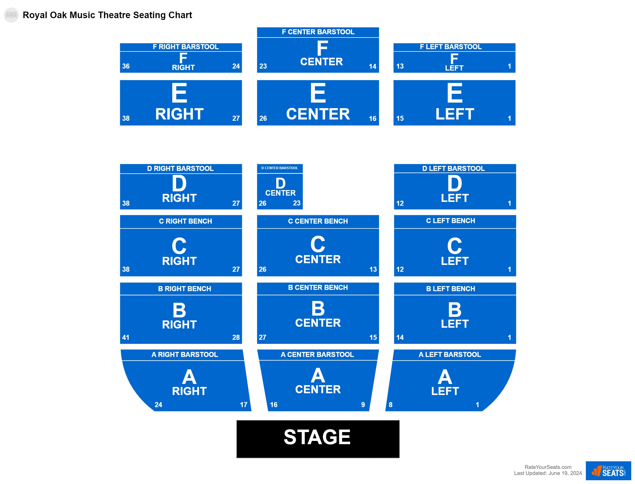 Comedy seating chart at Royal Oak Music Theatre