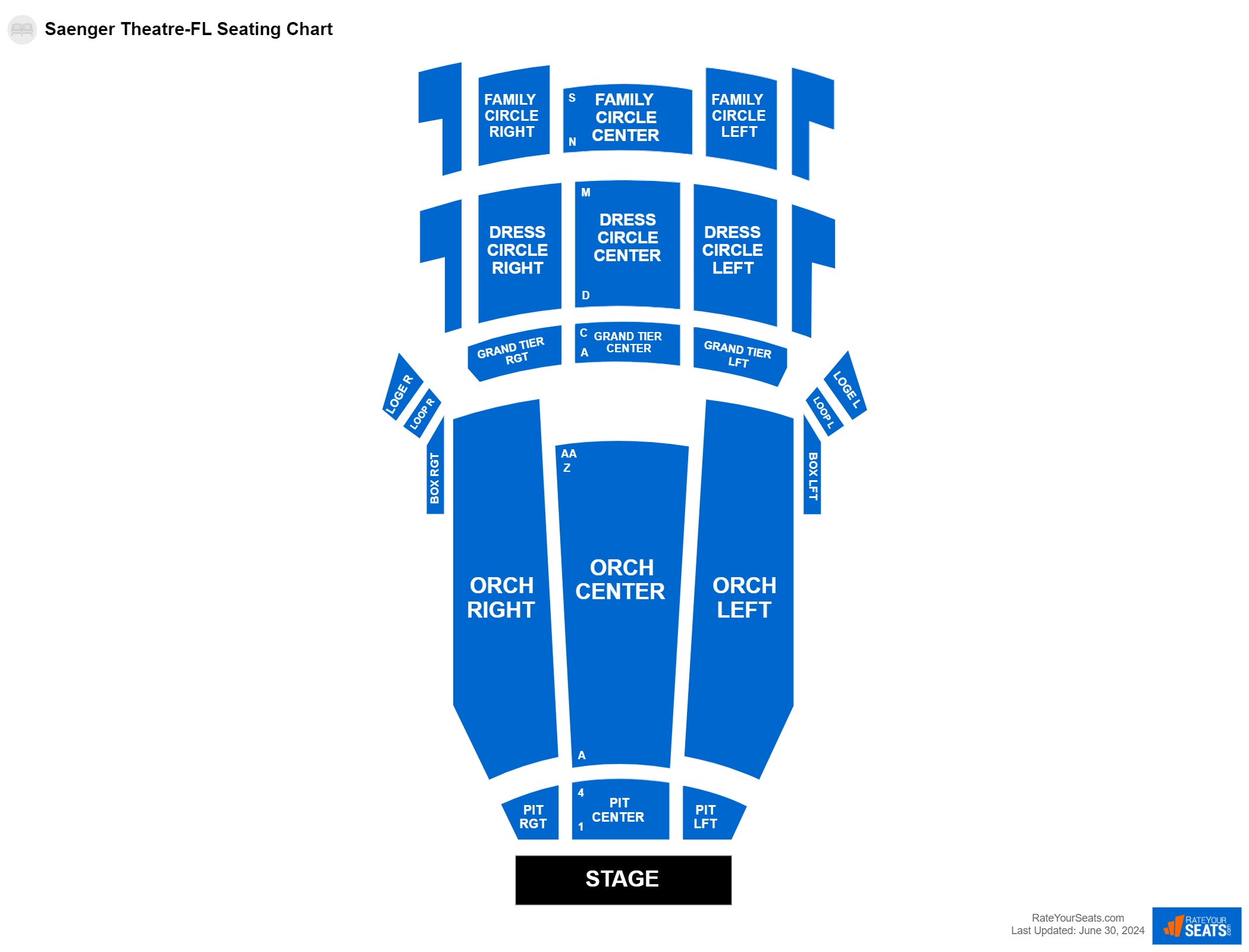 Comedy seating chart at Saenger Theatre-FL