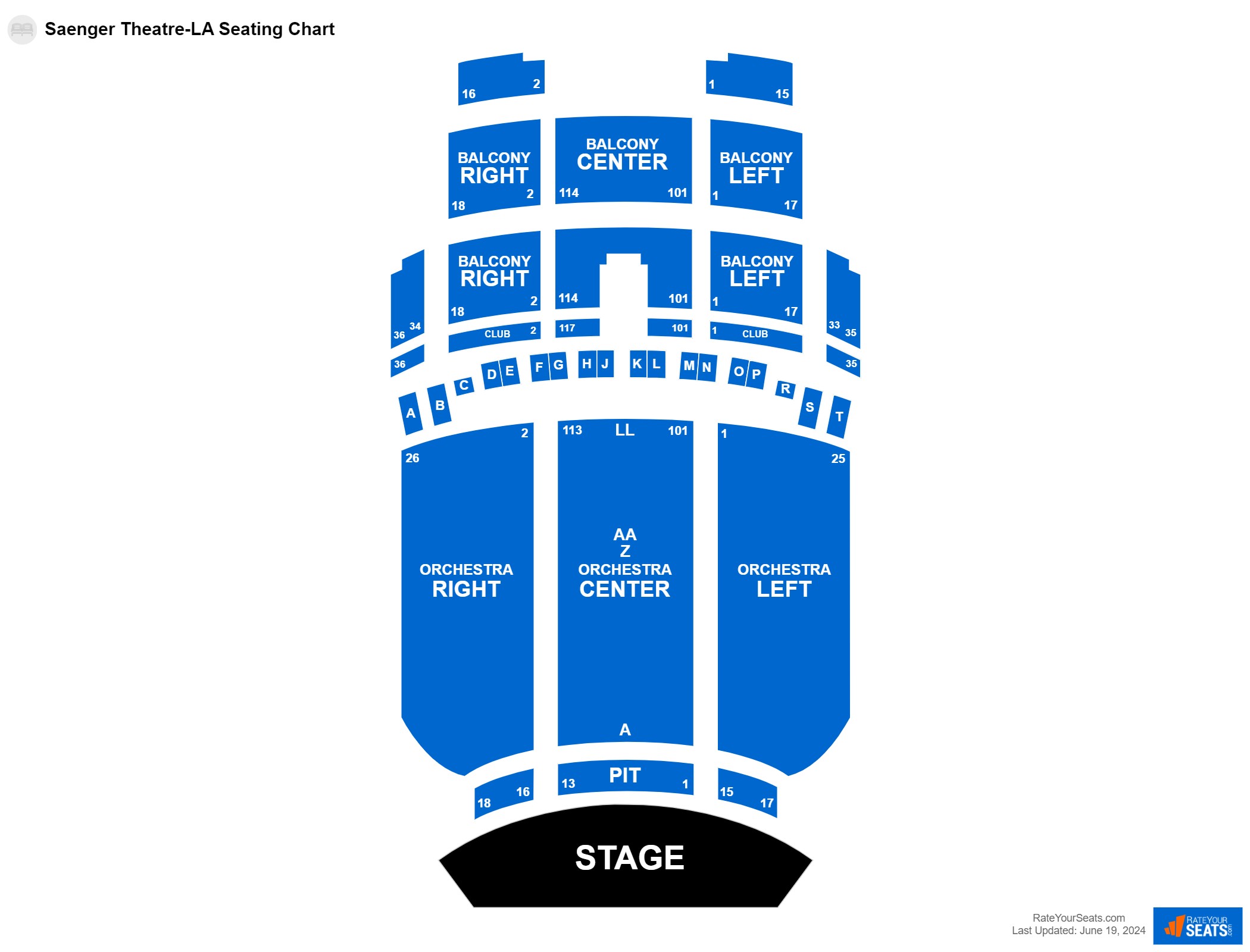 Comedy seating chart at Saenger Theatre-LA