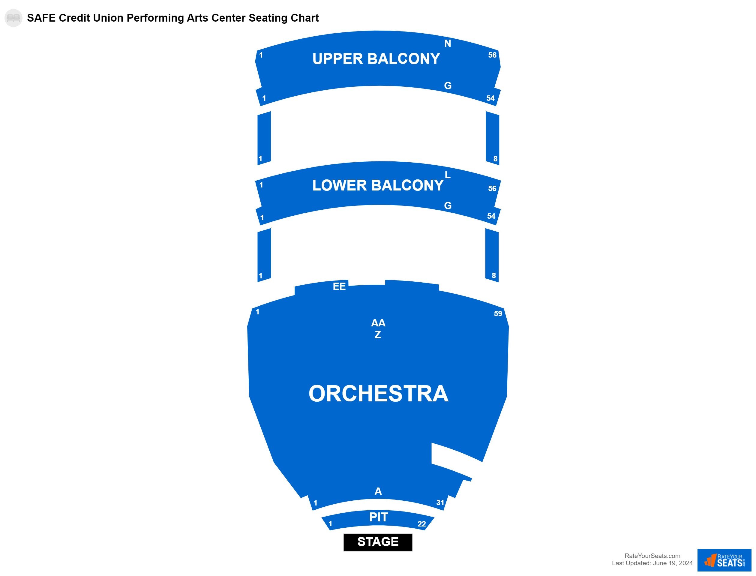 Concert seating chart at SAFE Credit Union Performing Arts Center