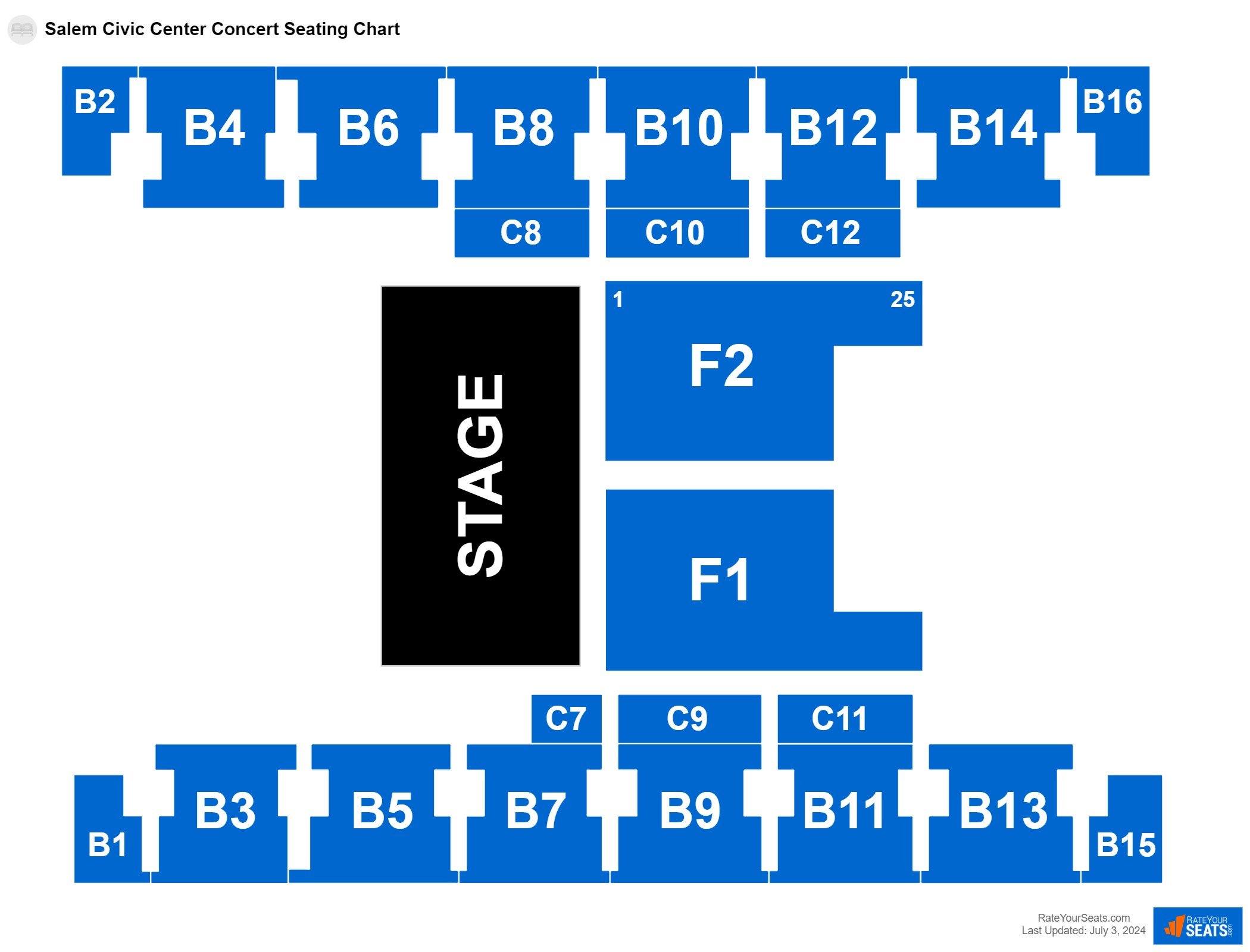 Concert seating chart at Salem Civic Center