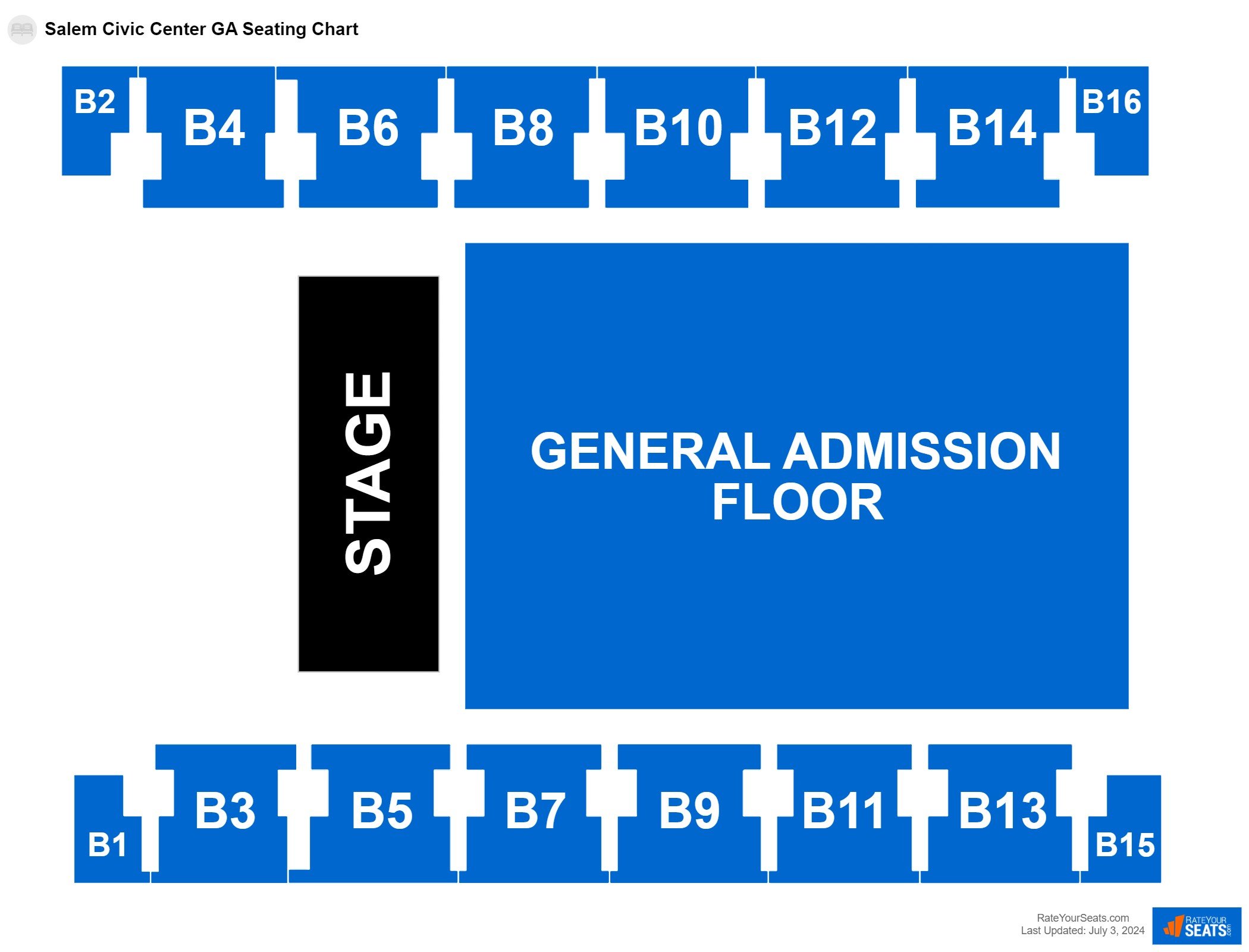 Concert seating chart at Salem Civic Center