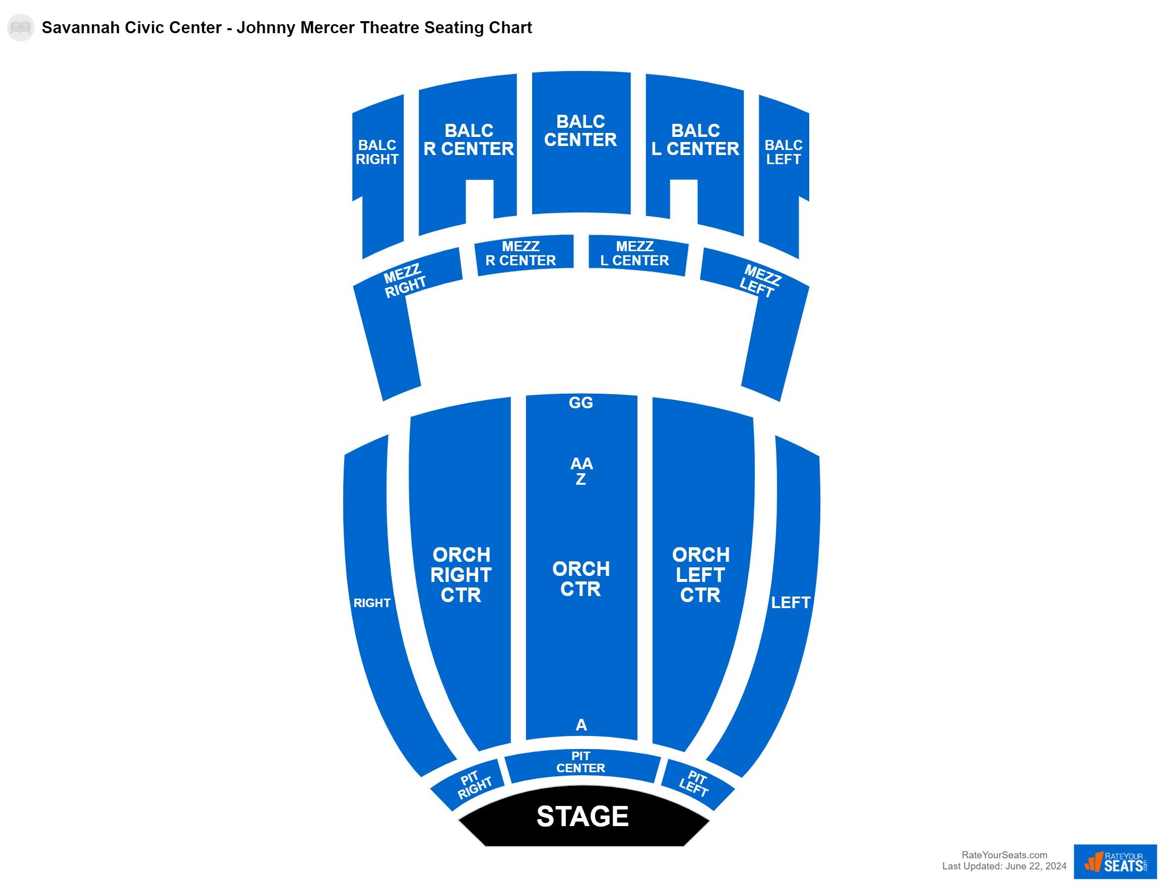 Comedy seating chart at Savannah Civic Center - Johnny Mercer Theatre