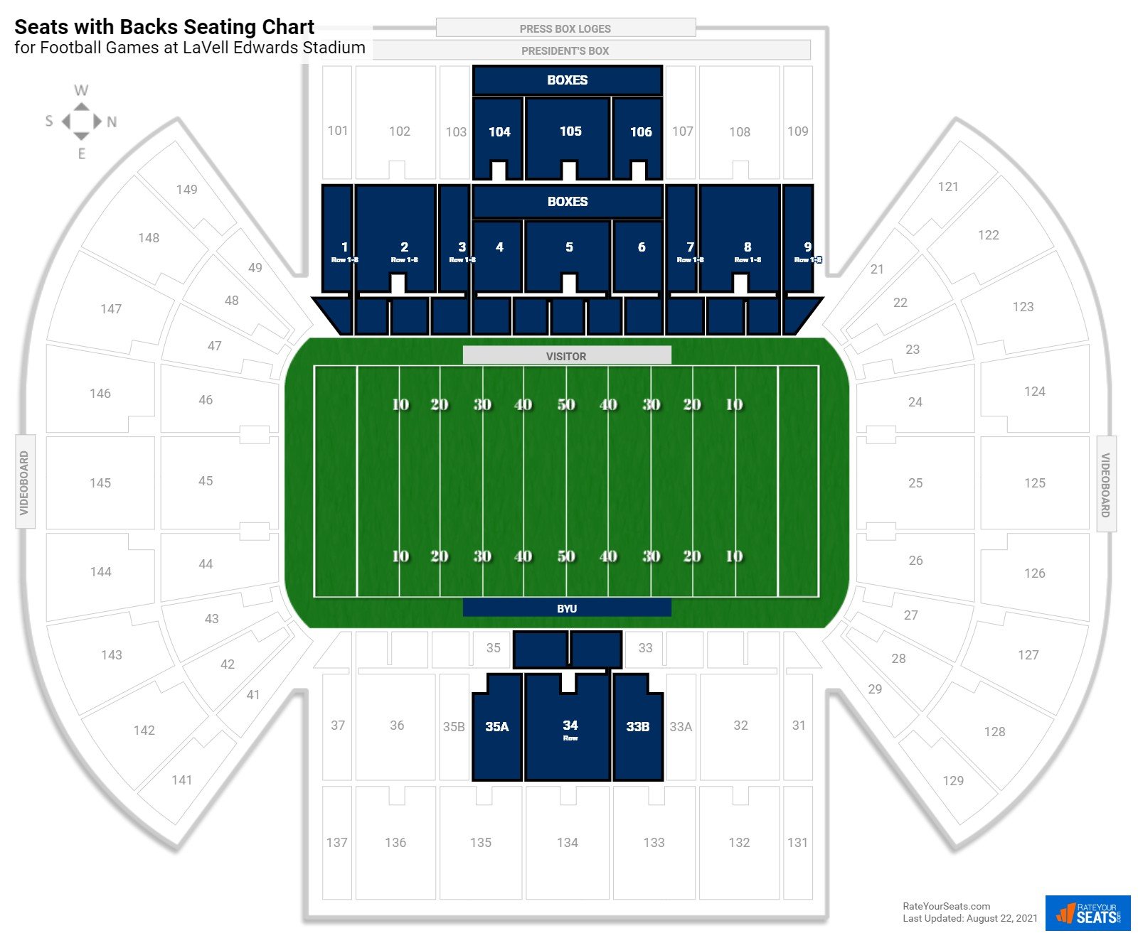 LaVell Edwards Stadium Seats with Backs - RateYourSeats.com
