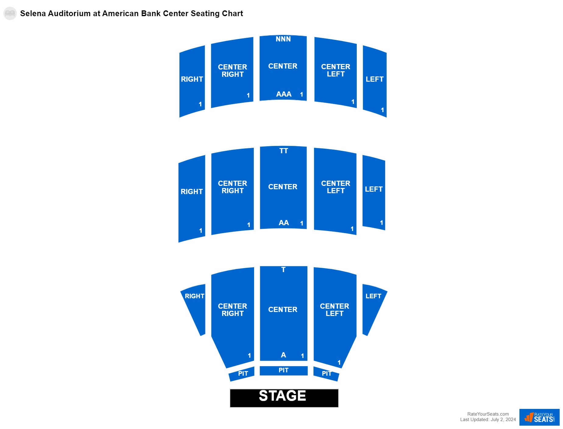 Comedy seating chart at Selena Auditorium at American Bank Center