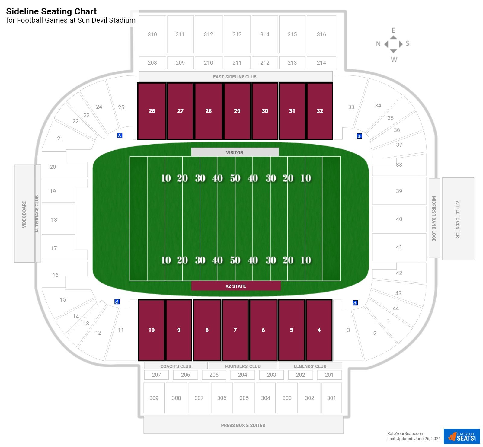 Sun Devil Stadium Sideline - RateYourSeats.com