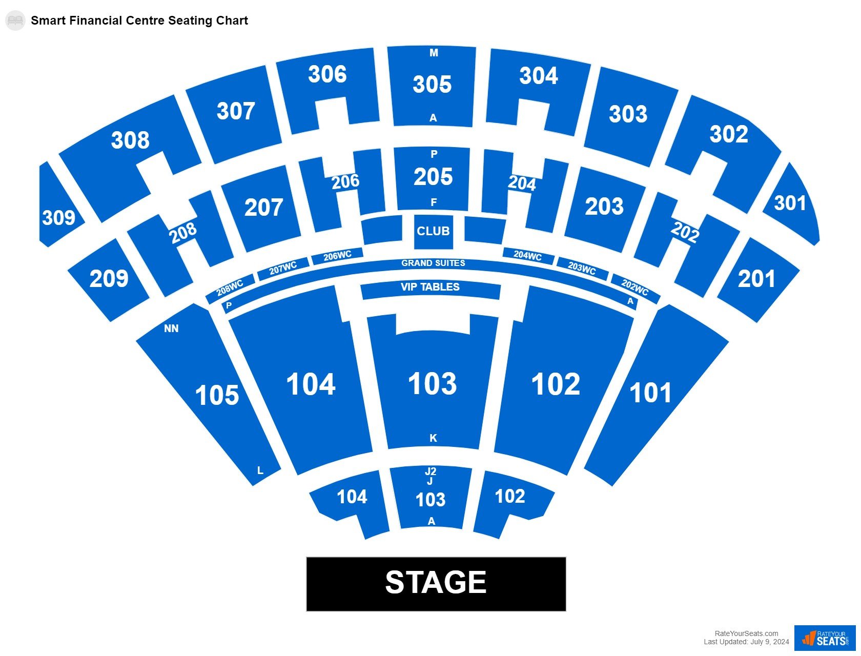 Comedy seating chart at Smart Financial Centre