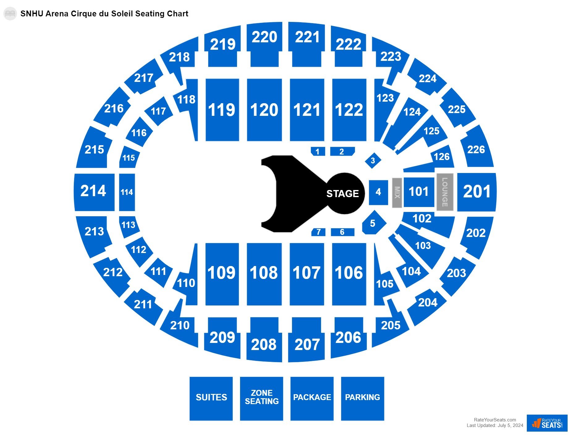 Theater seating chart at SNHU Arena