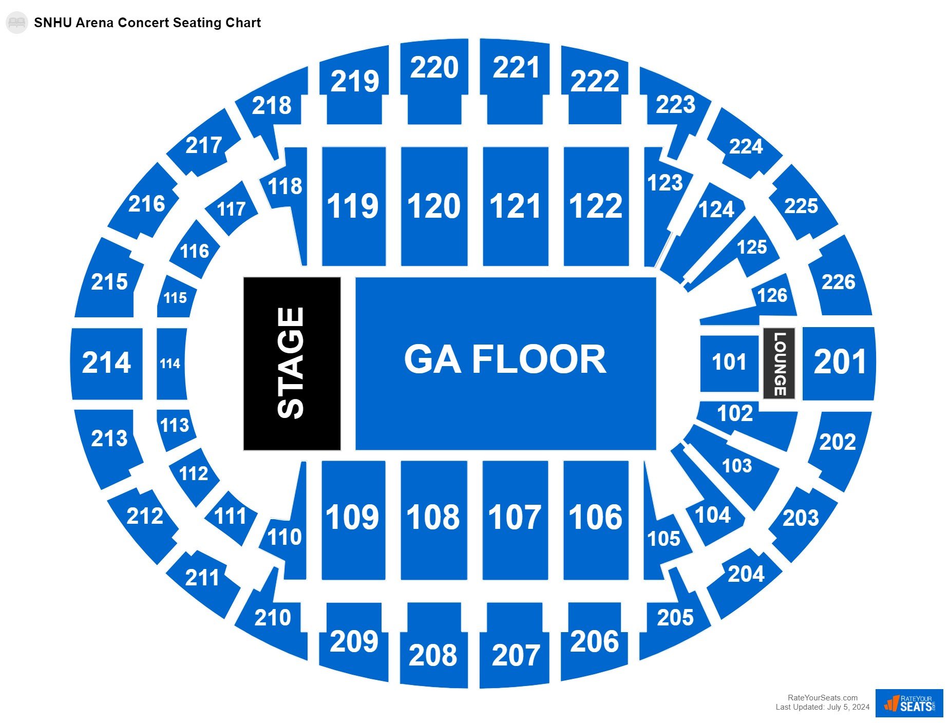 Concert seating chart at SNHU Arena